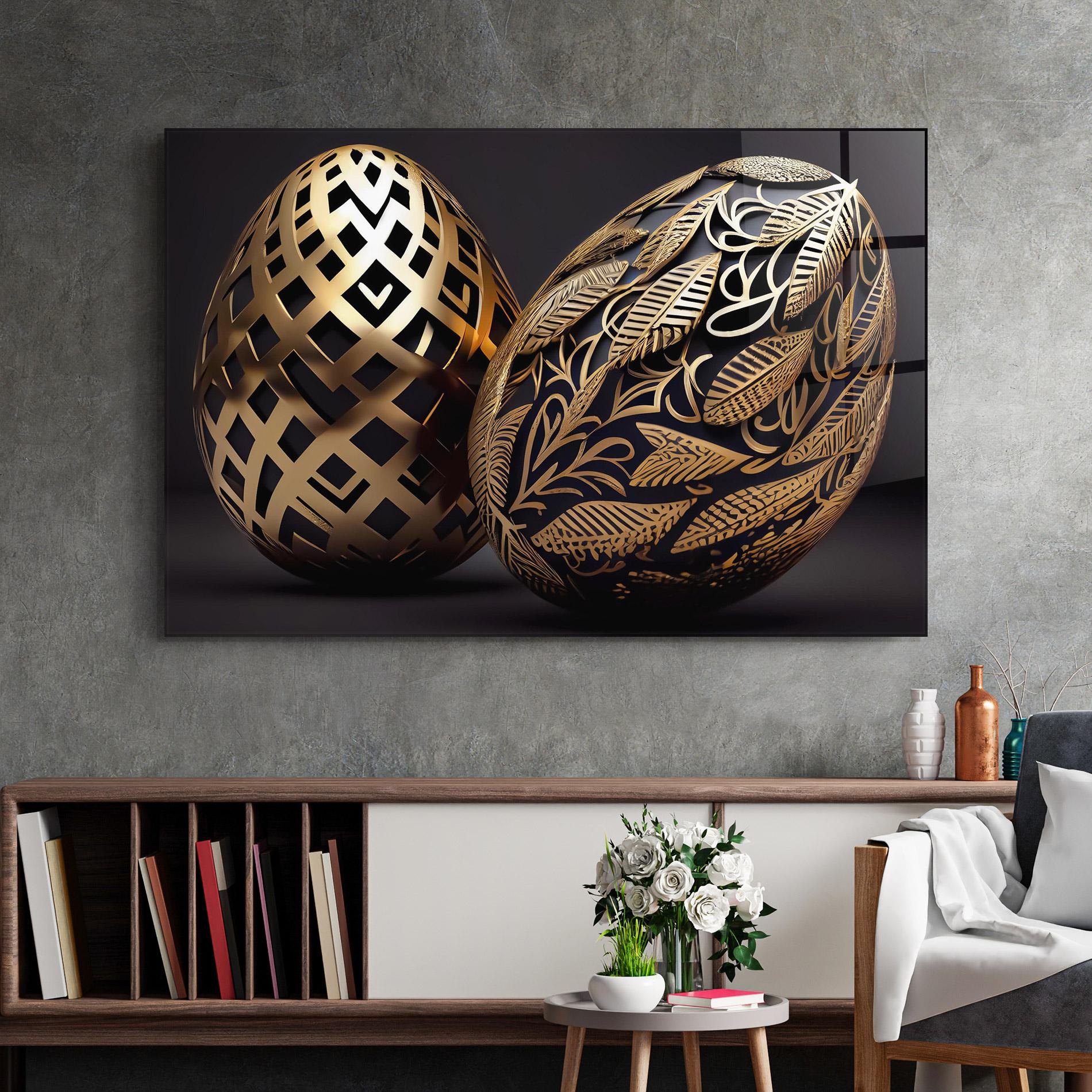 Tablou Sticla Black Golden Eggs mockup 2