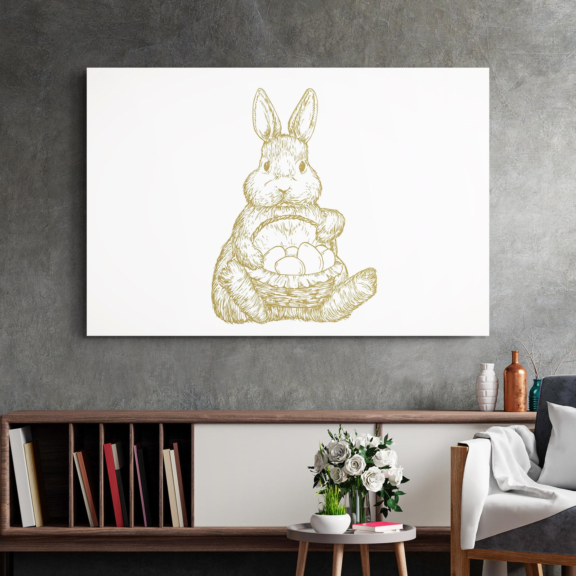 Tablou Sticla Bunny With Basket mockup 2