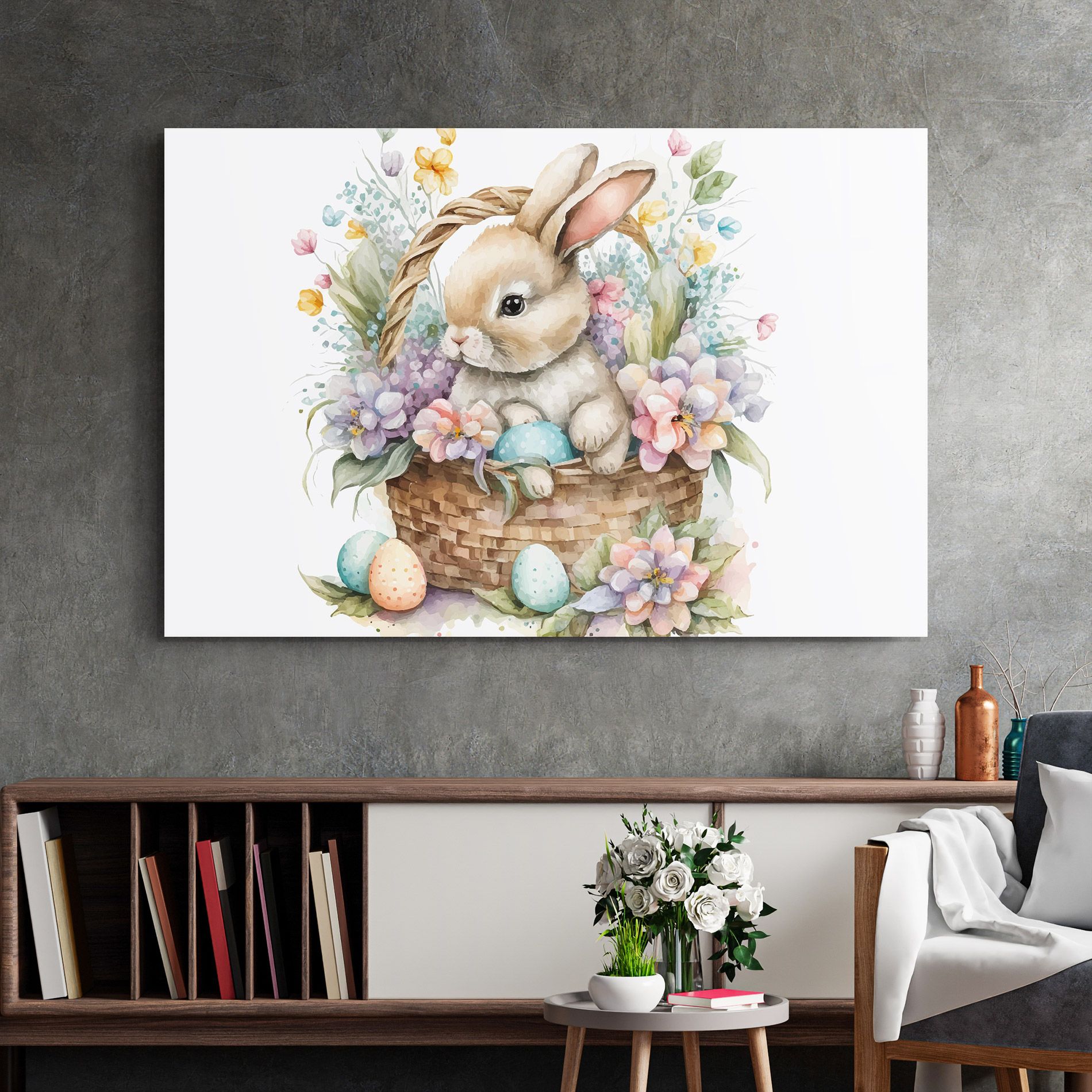 Cute Bunny In Basket mockup 2