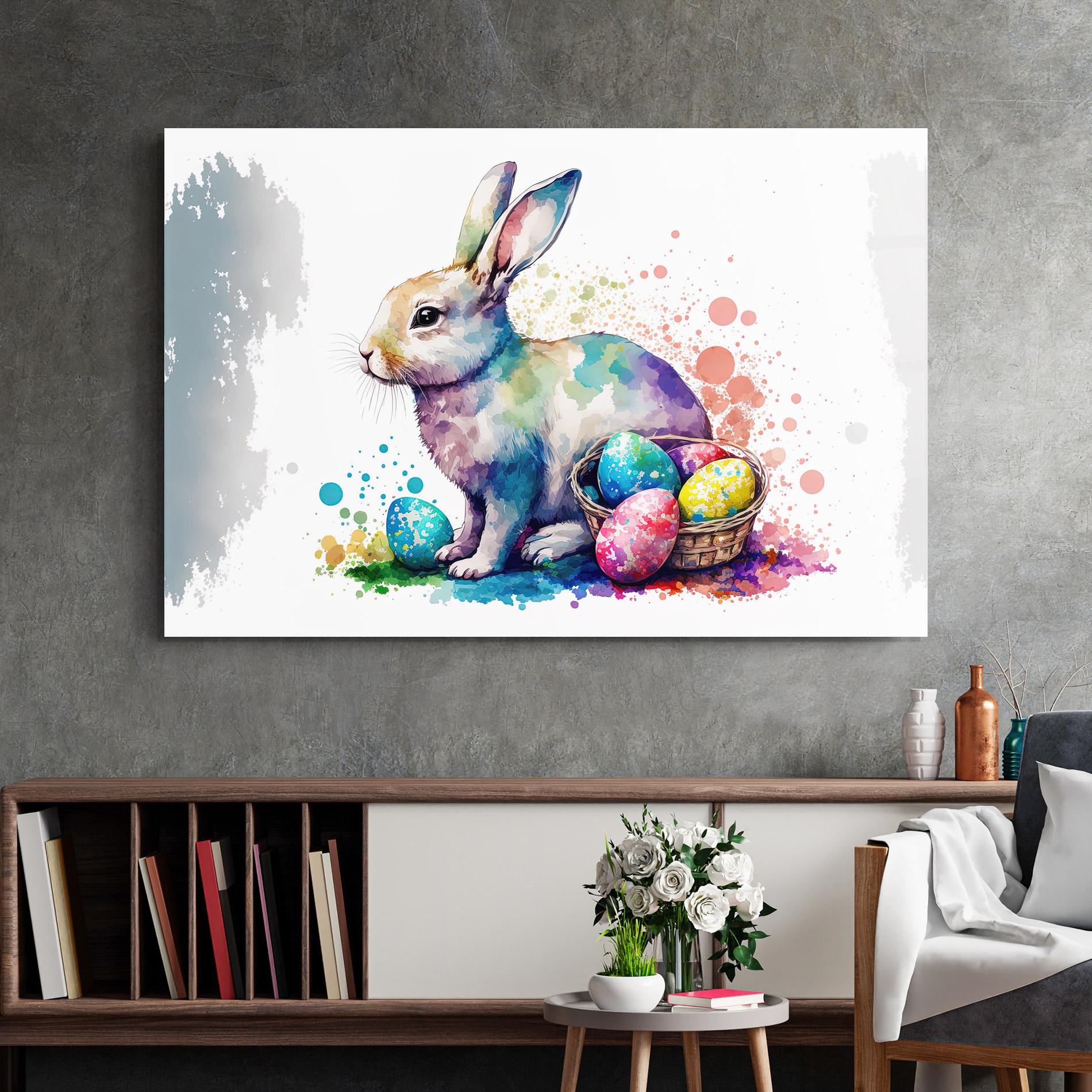 Tablou Sticla Easter Bunny Watercolor mockup 2