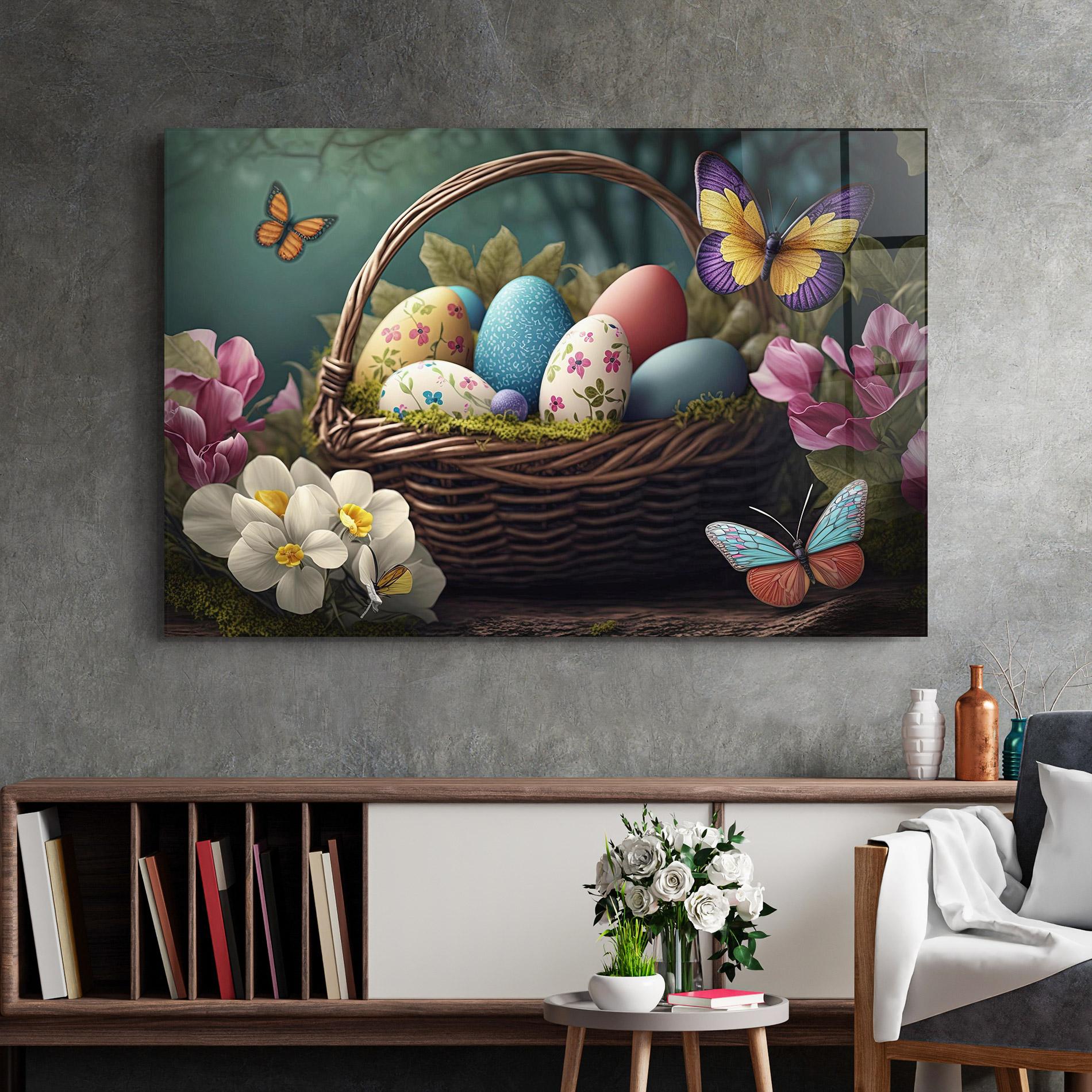Tablou Sticla Easter Eggs Butterfly mockup 2