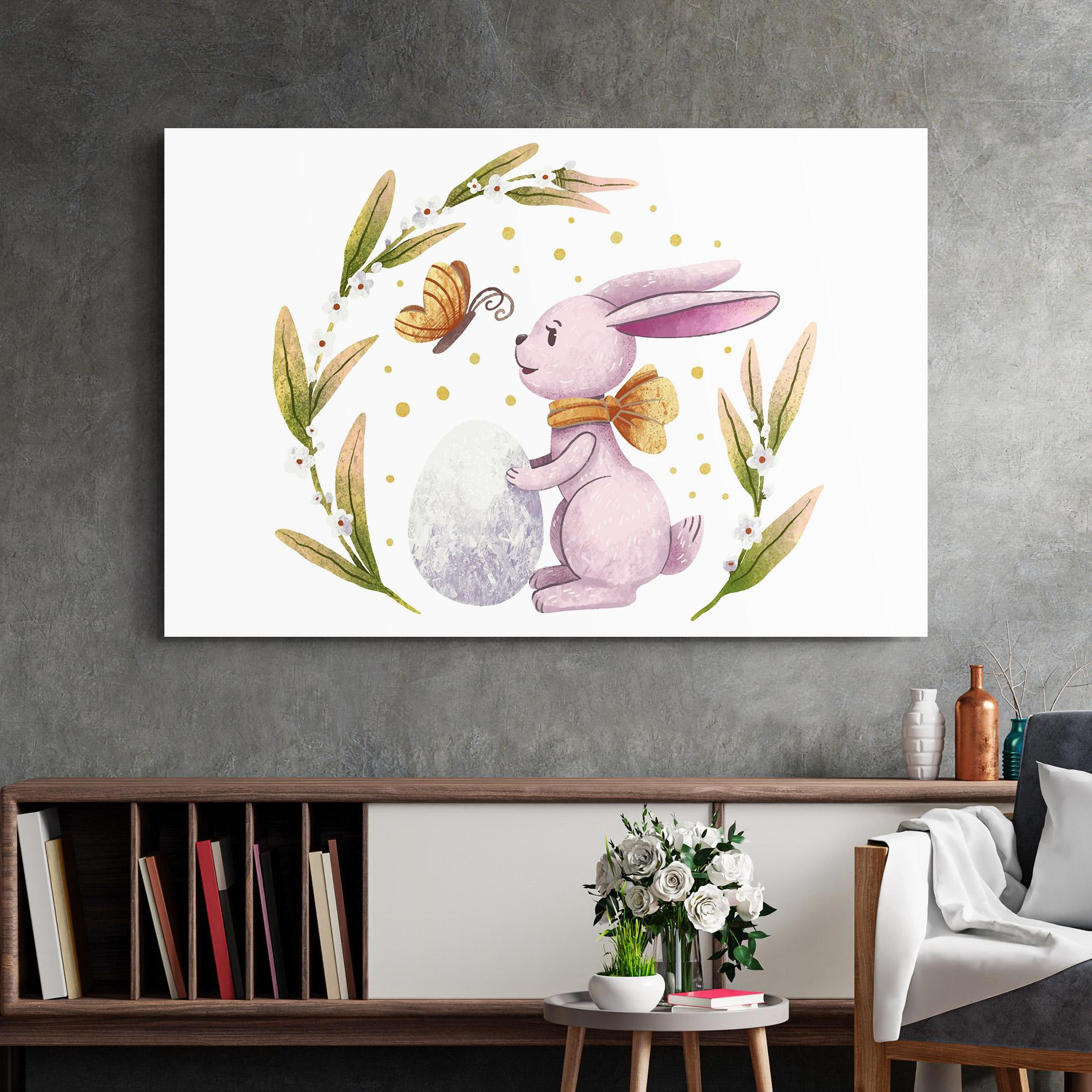 Tablou Sticla Easter Pink Bunny mockup 2