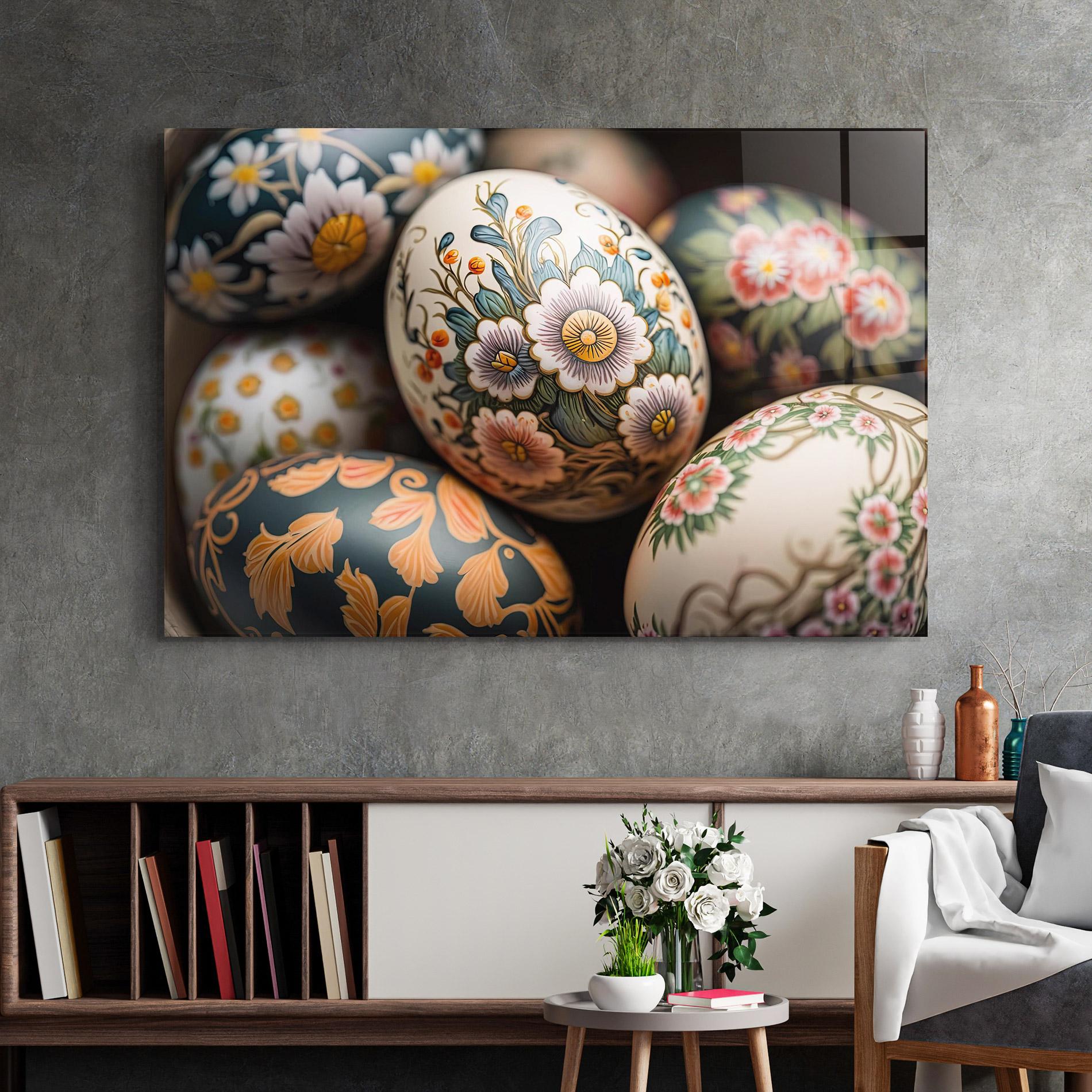 Tablou Sticla Floral Painted Eggs mockup 2