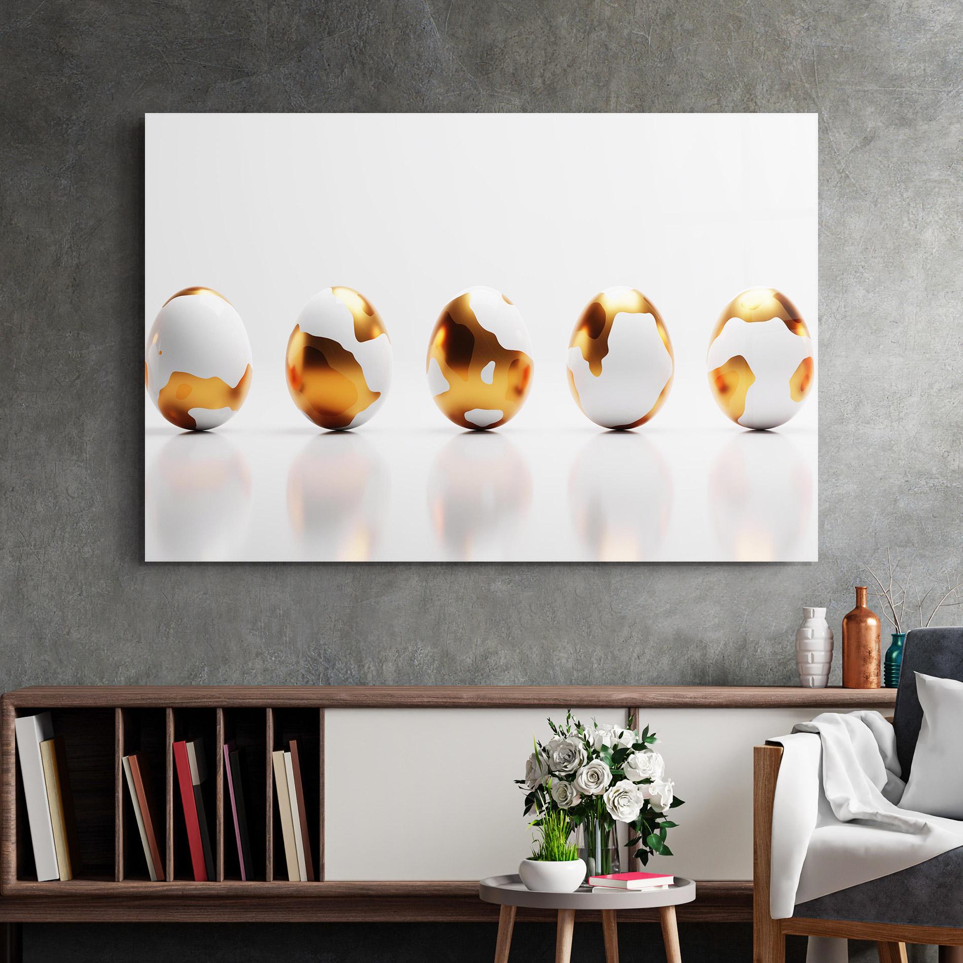 Tablou Sticla Golden Shiny Eggs mockup 2