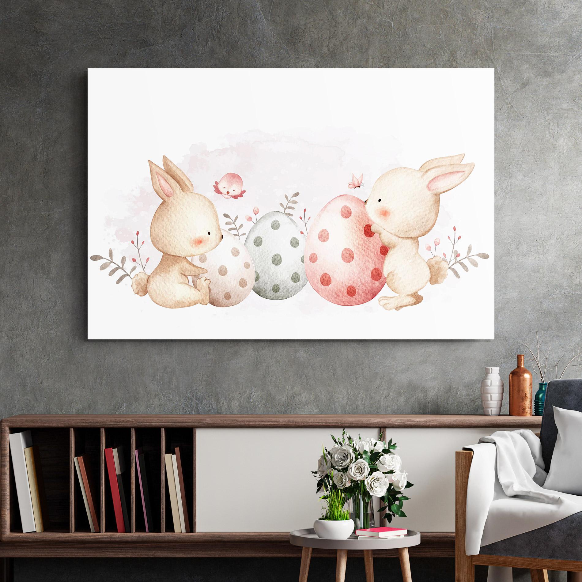 Tablou Sticla Watercolor Bunny mockup 2