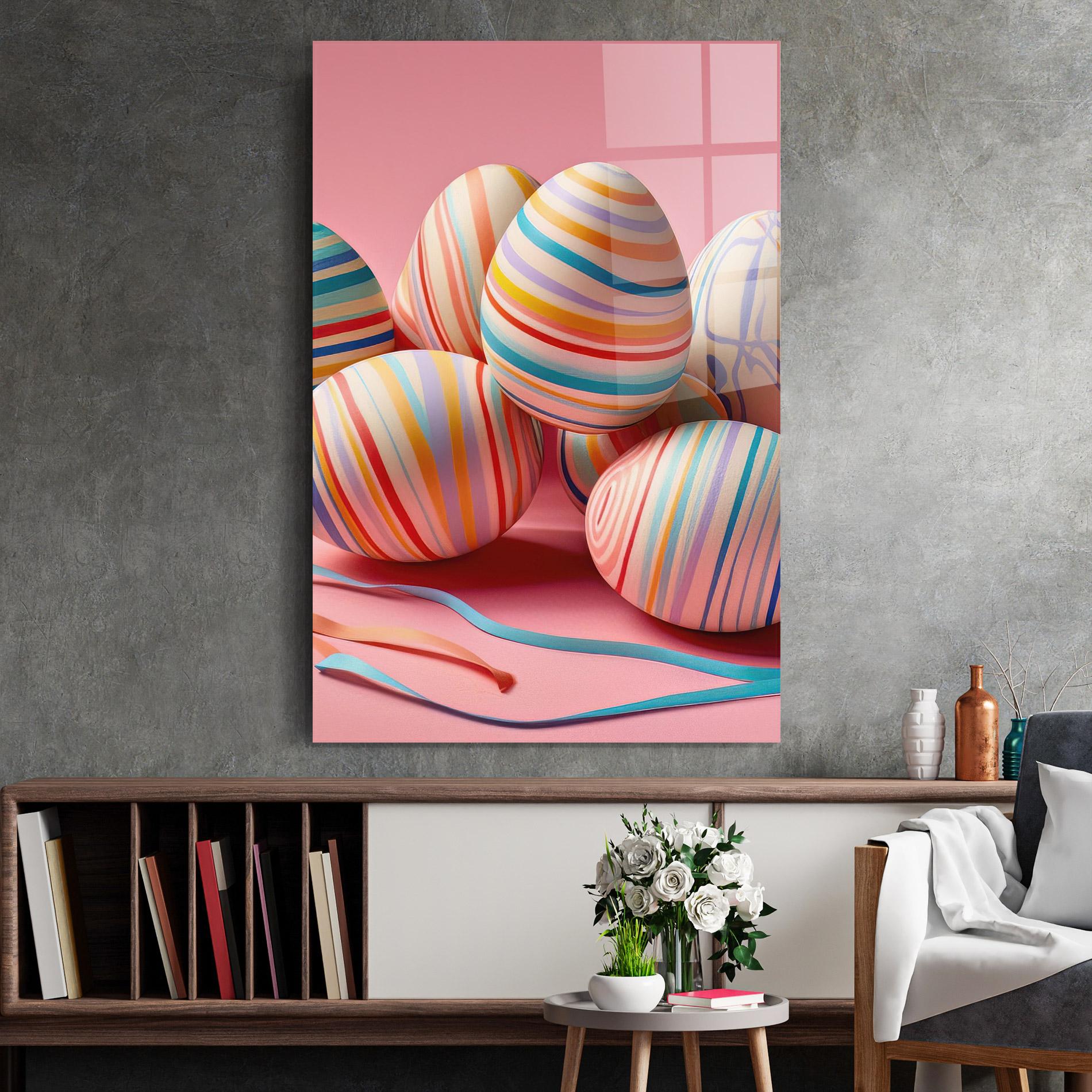 Tablou Sticla Easter Eggs Ribbons mockup 2