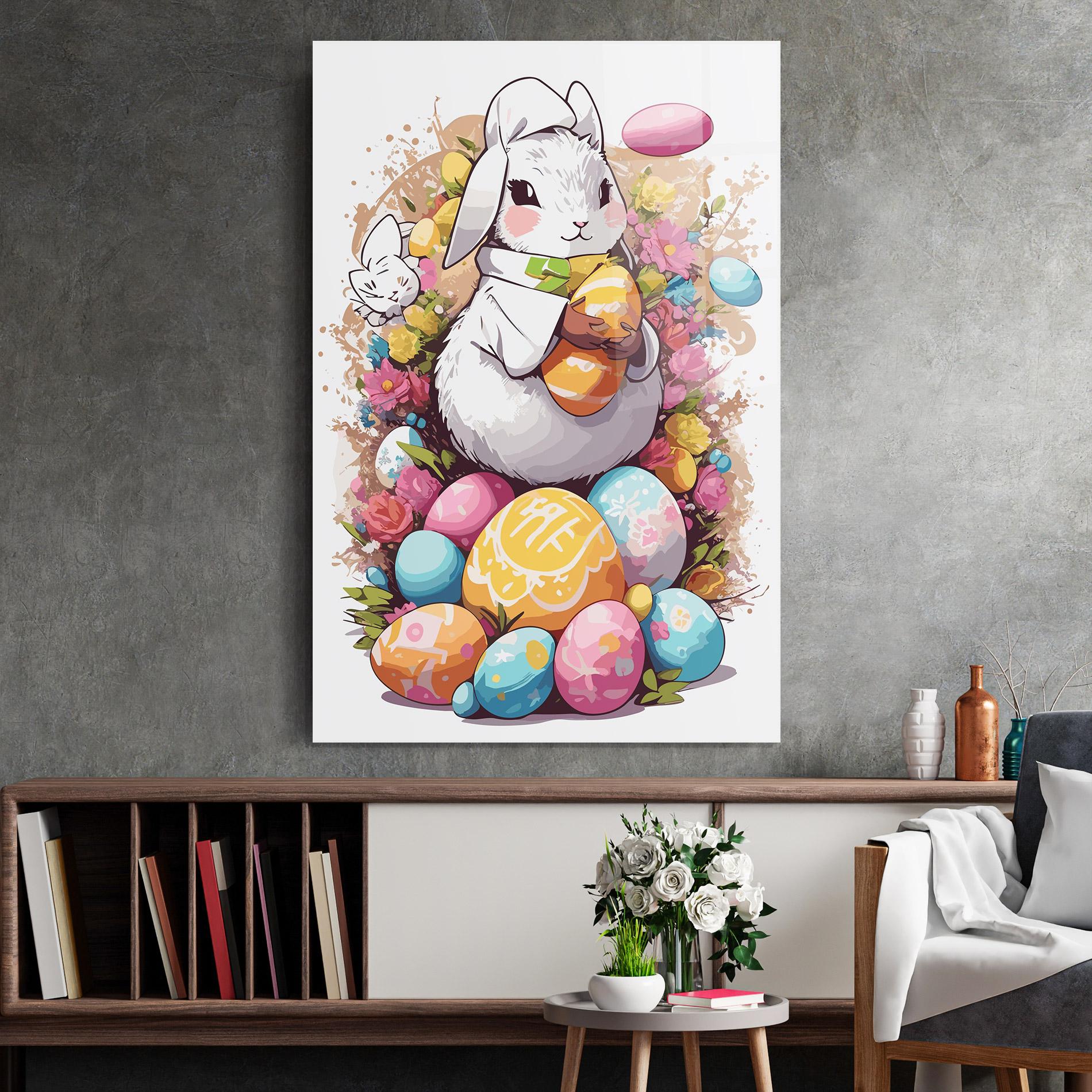 Tablou Sticla White Easter Bunny mockup 2