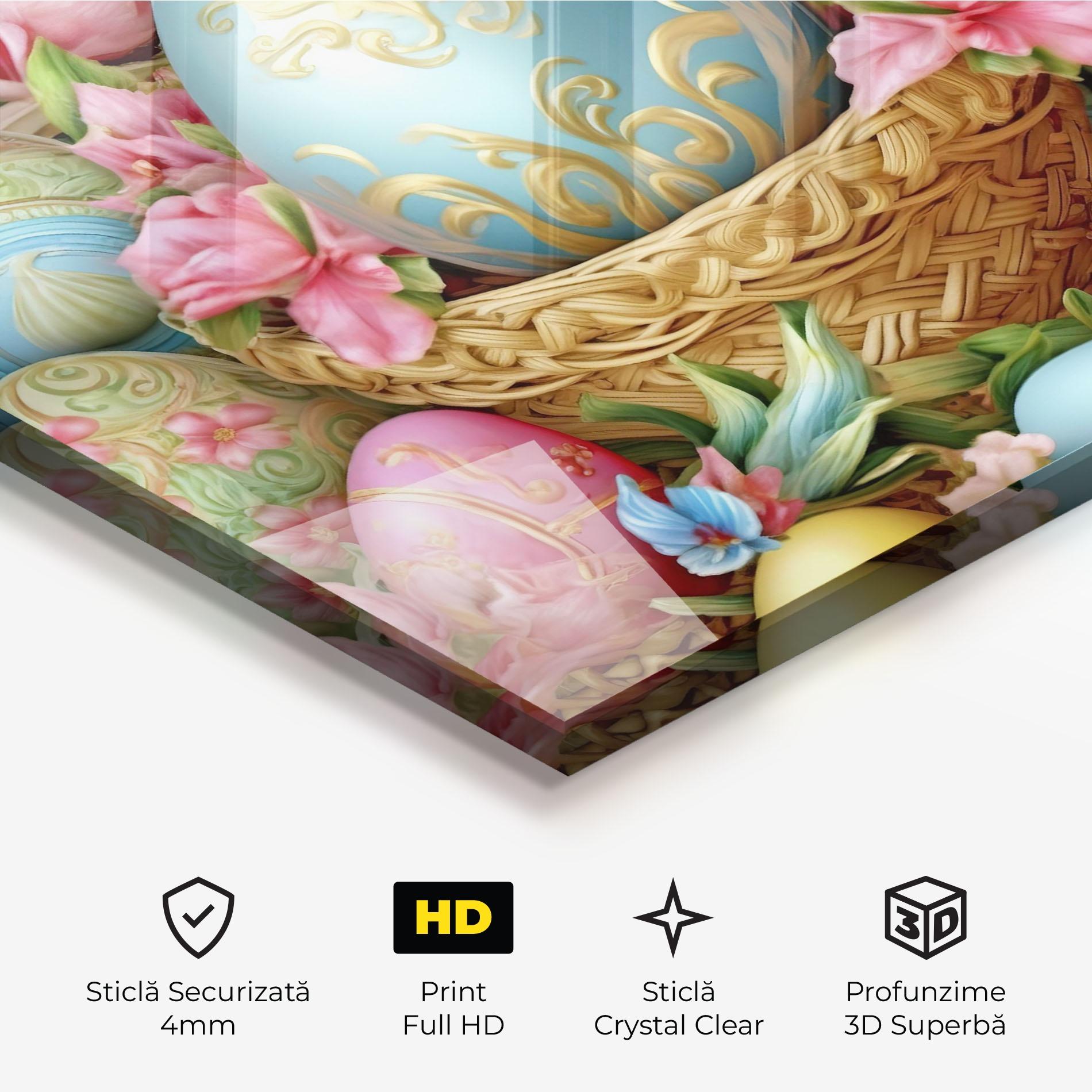 Tablou Sticla Blue Easter Egg mockup 3