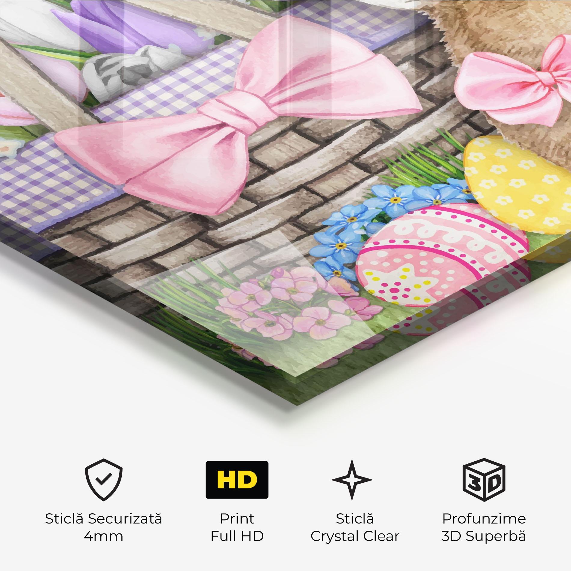 Tablou Sticla Bunny Pink Bow mockup 3