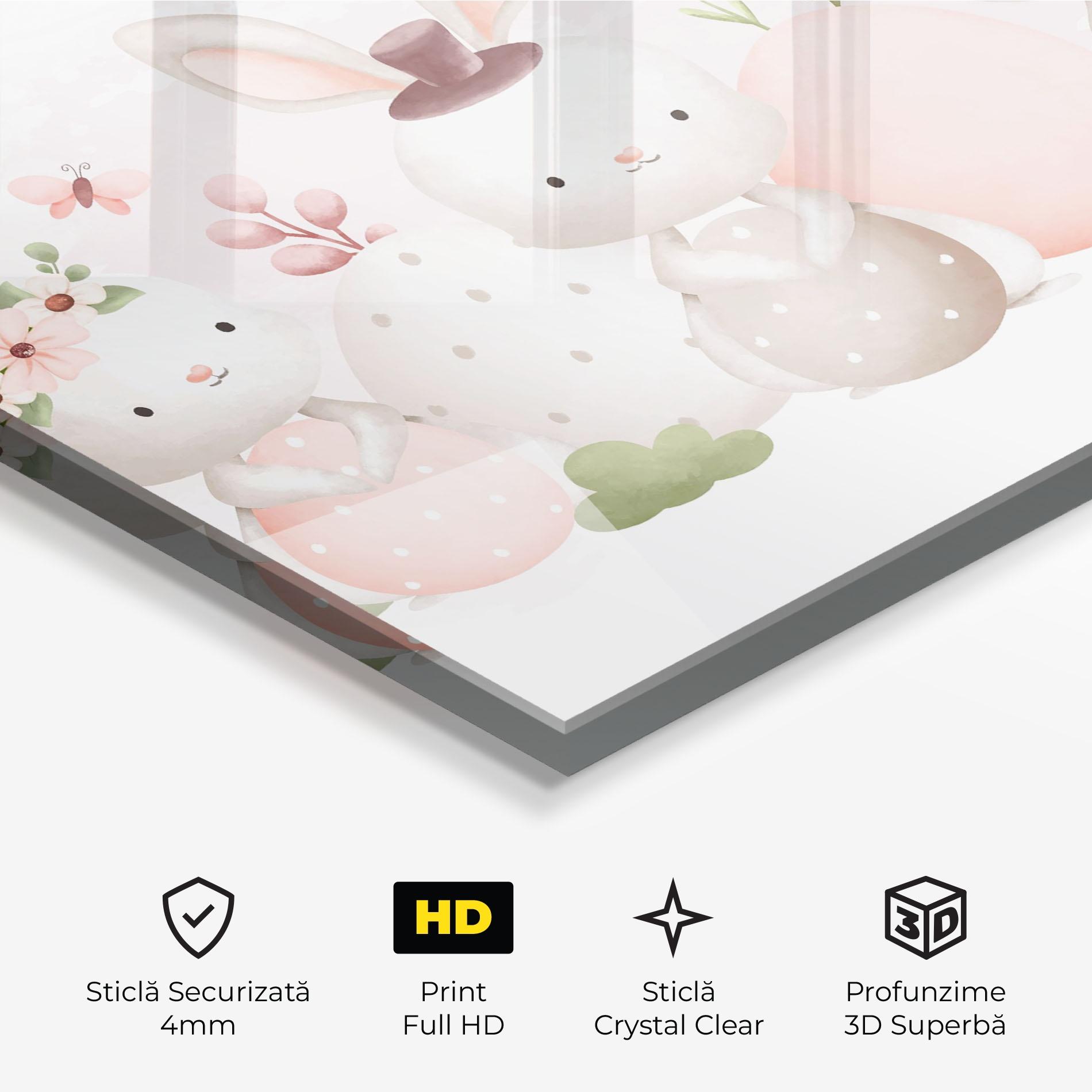 Tablou Sticla Bunny With Hat mockup 3