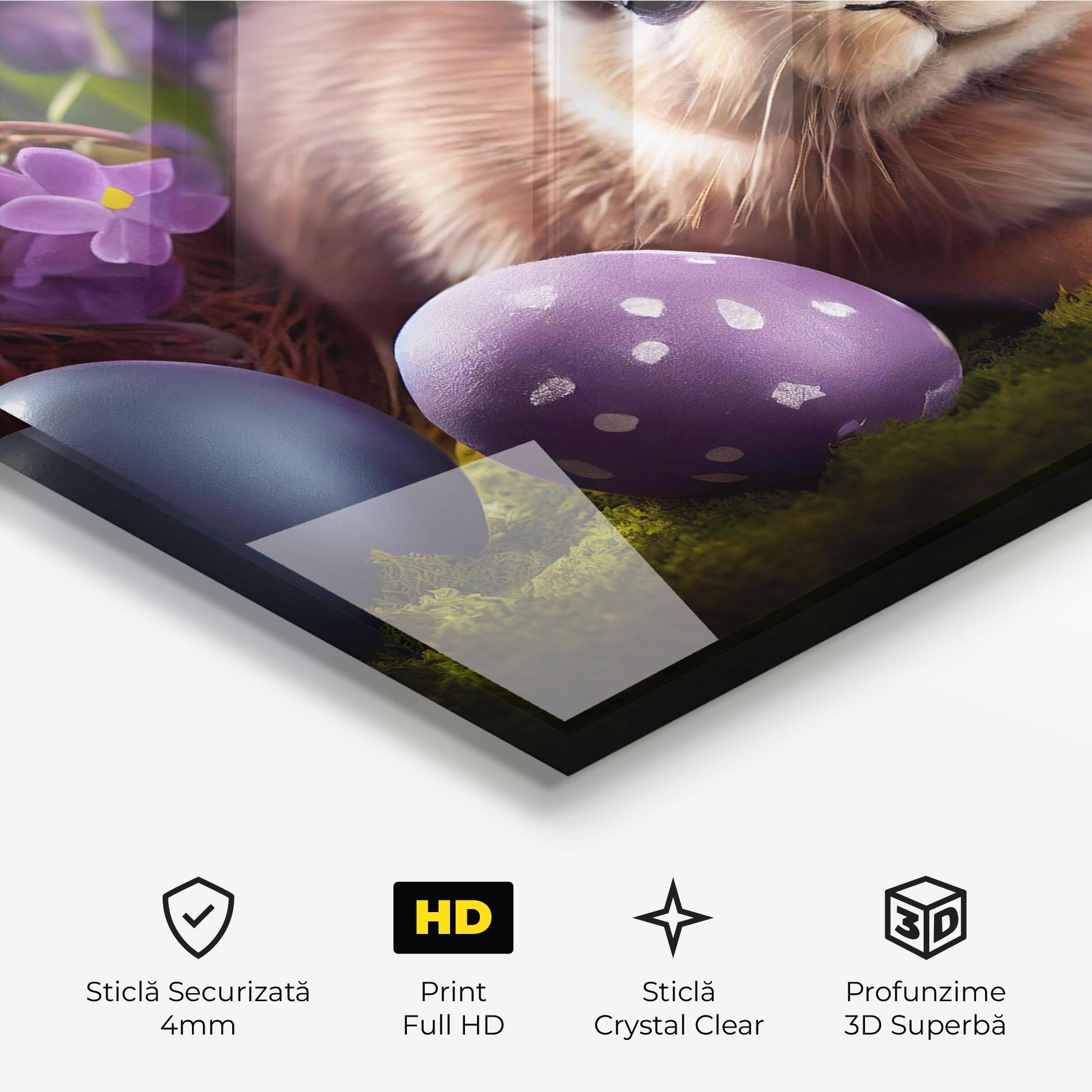 Tablou Sticla Cute Easter Rabbit mockup 3