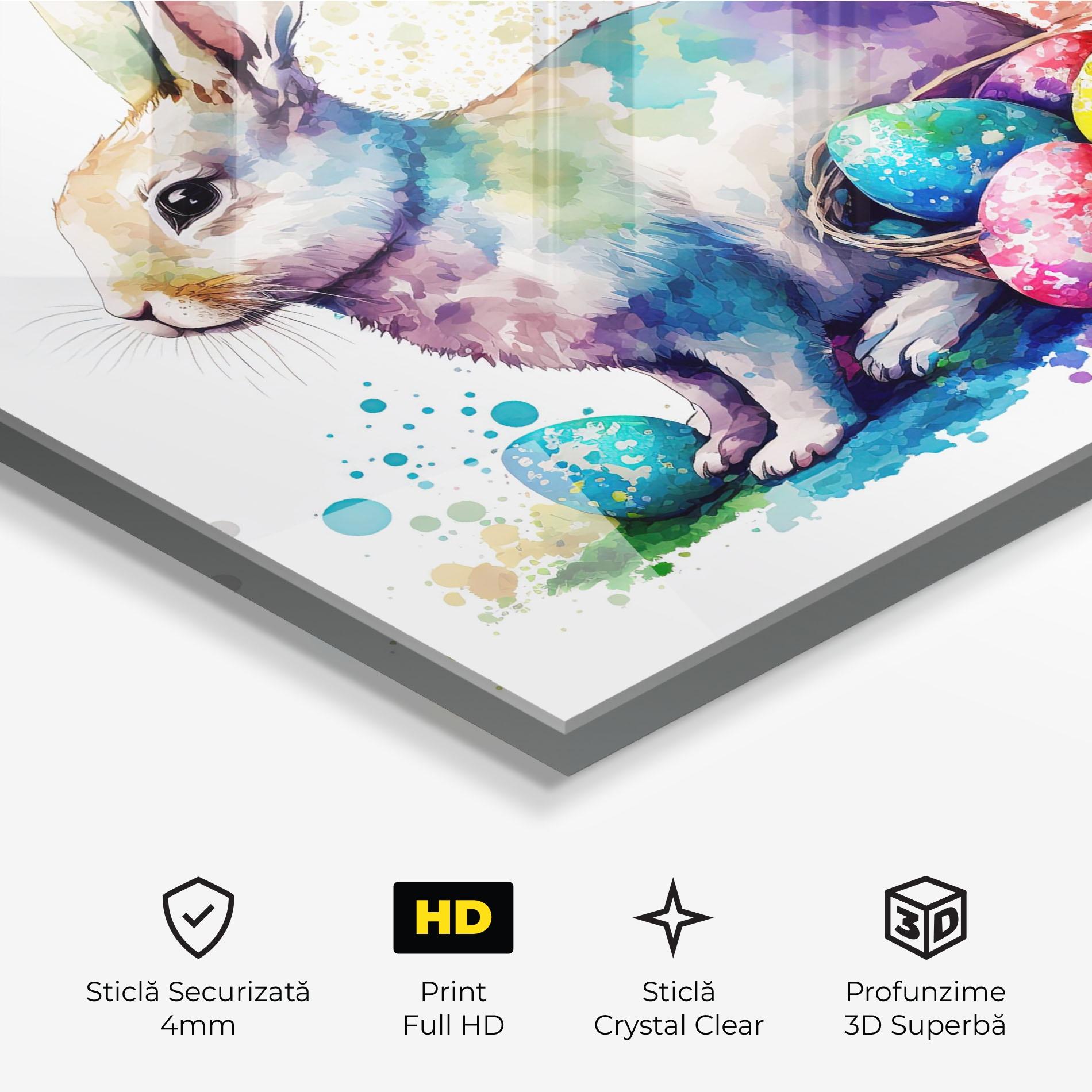Tablou Sticla Easter Bunny Watercolor mockup 3