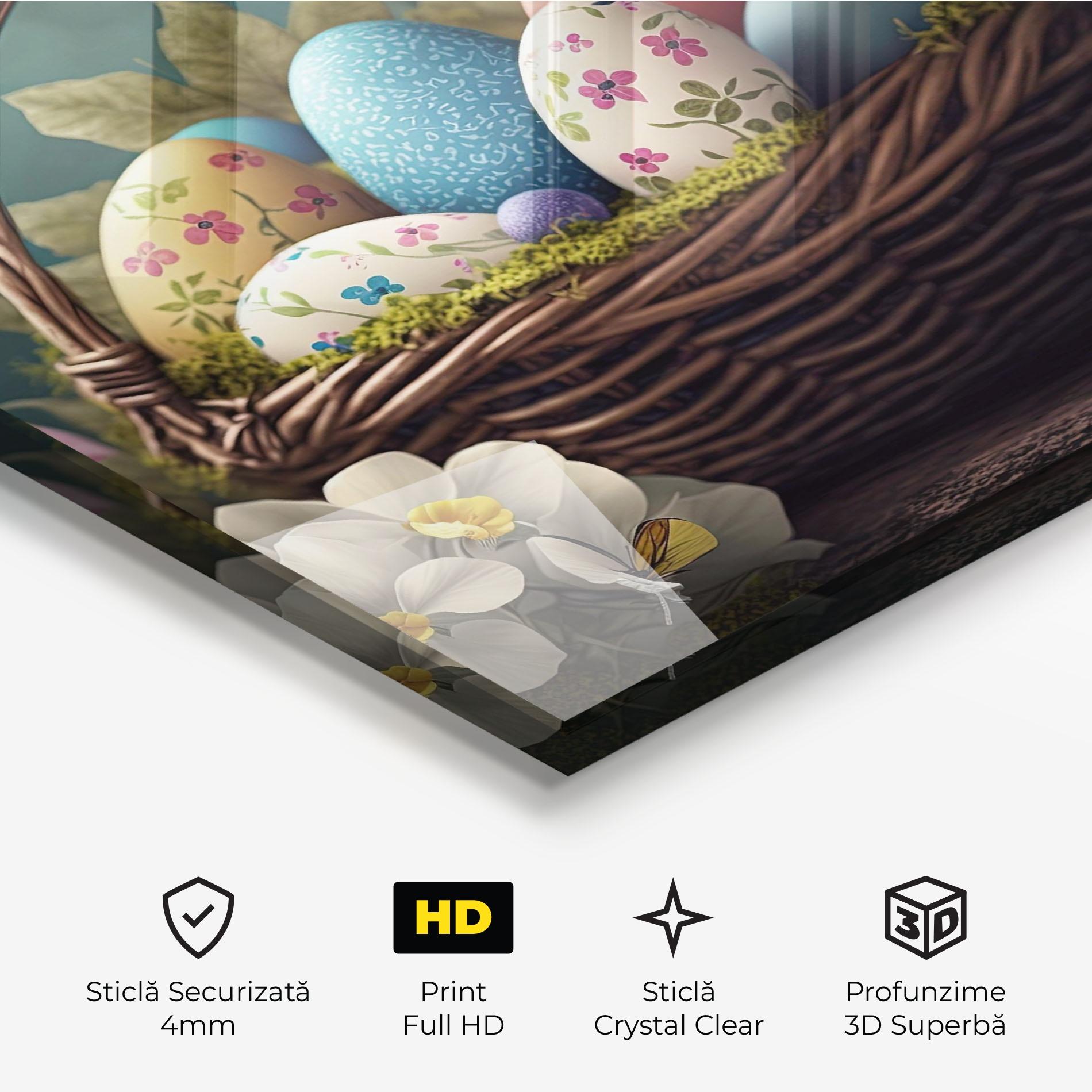 Tablou Sticla Easter Eggs Butterfly mockup 3