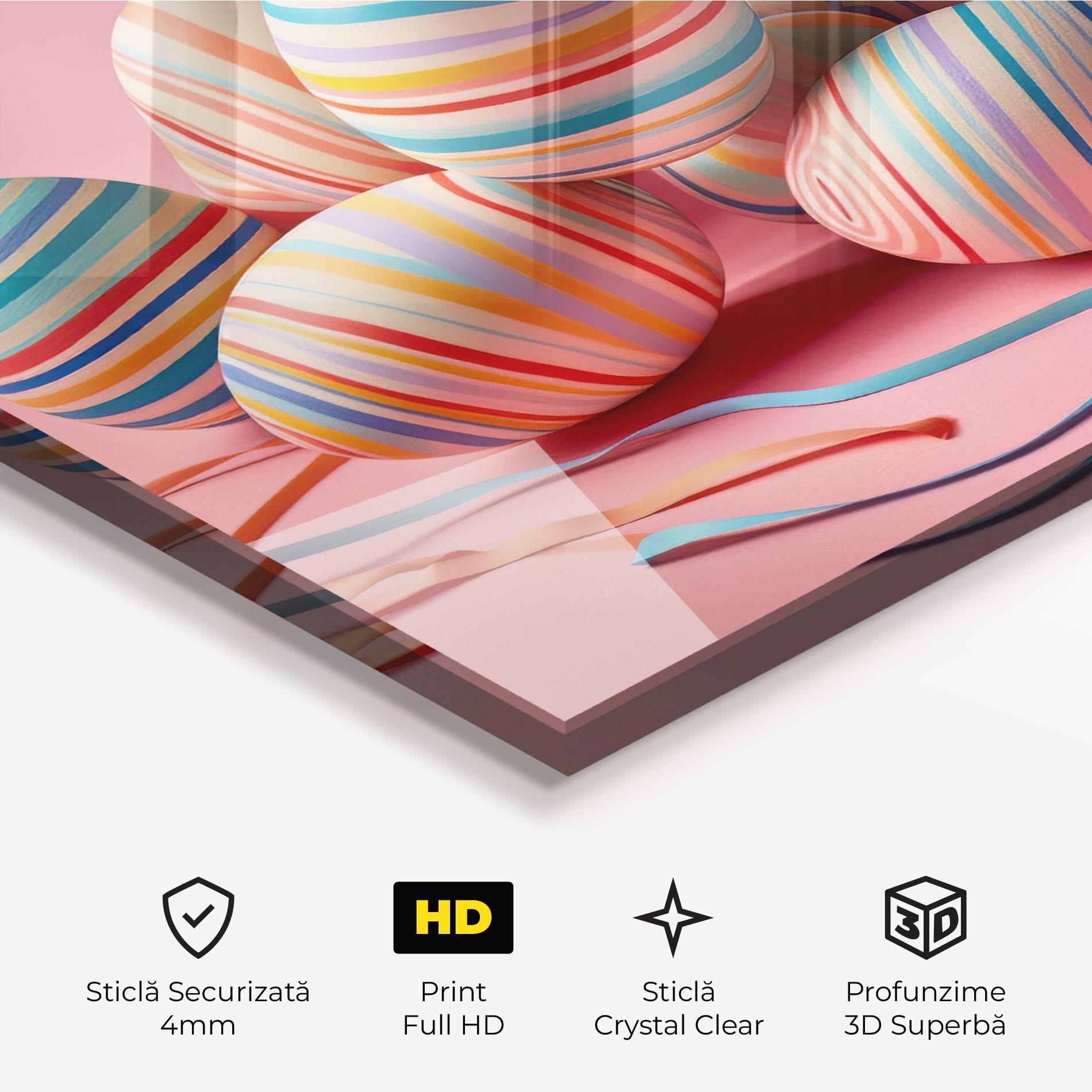 Tablou Sticla Easter Eggs Ribbons mockup 3