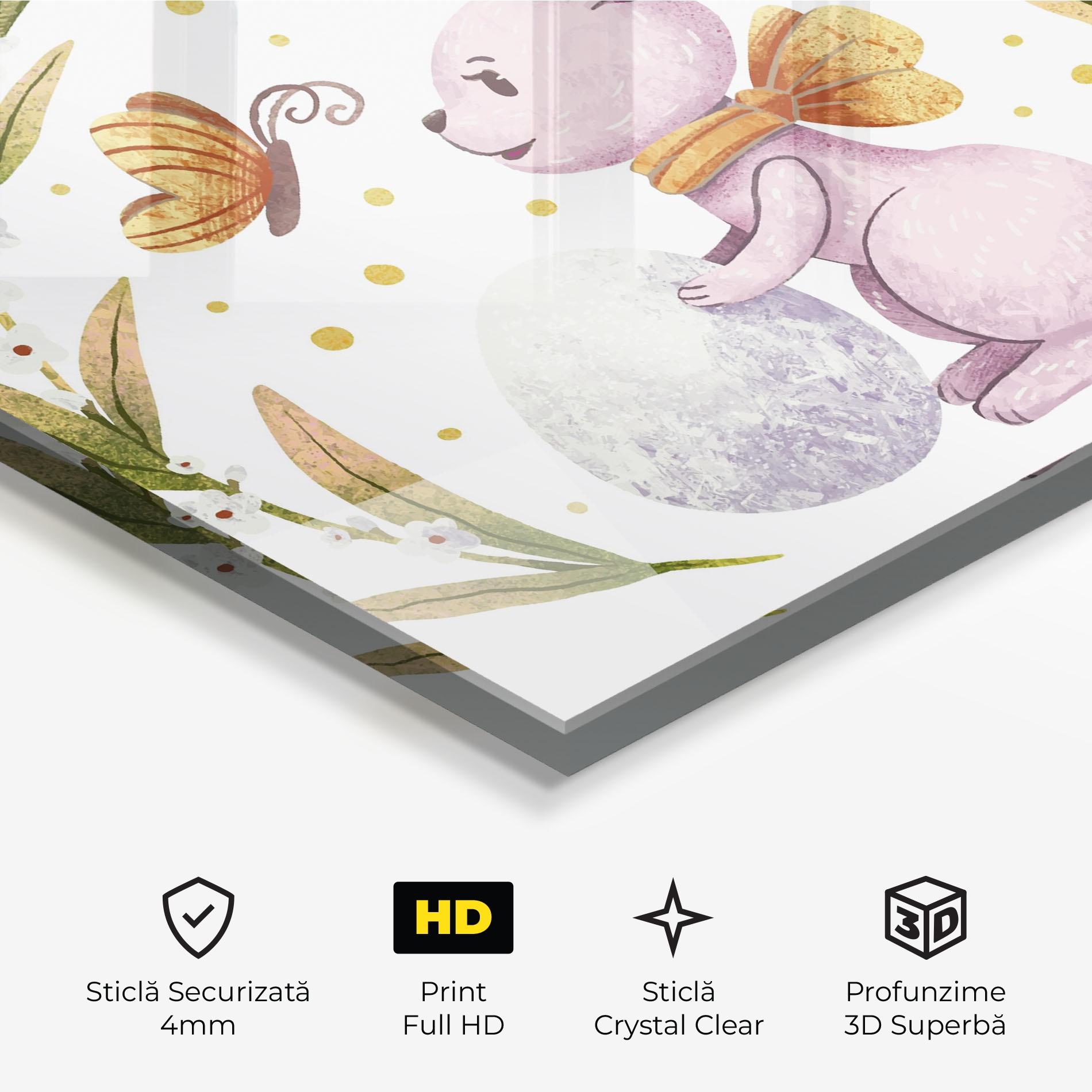 Tablou Sticla Easter Pink Bunny mockup 3