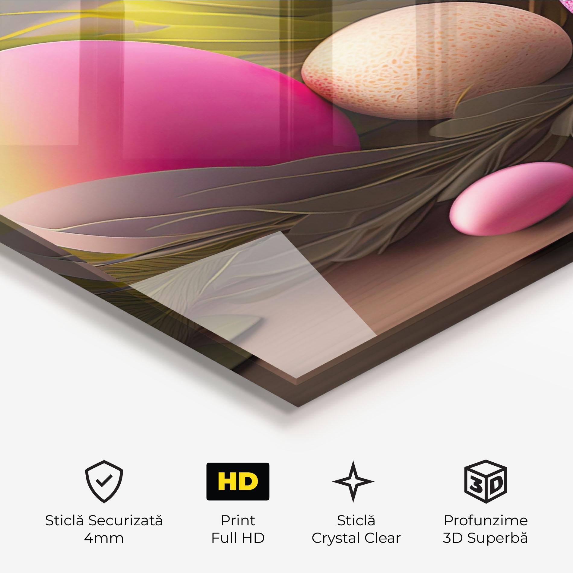 Tablou Sticla Pink Easter Eggs mockup 3