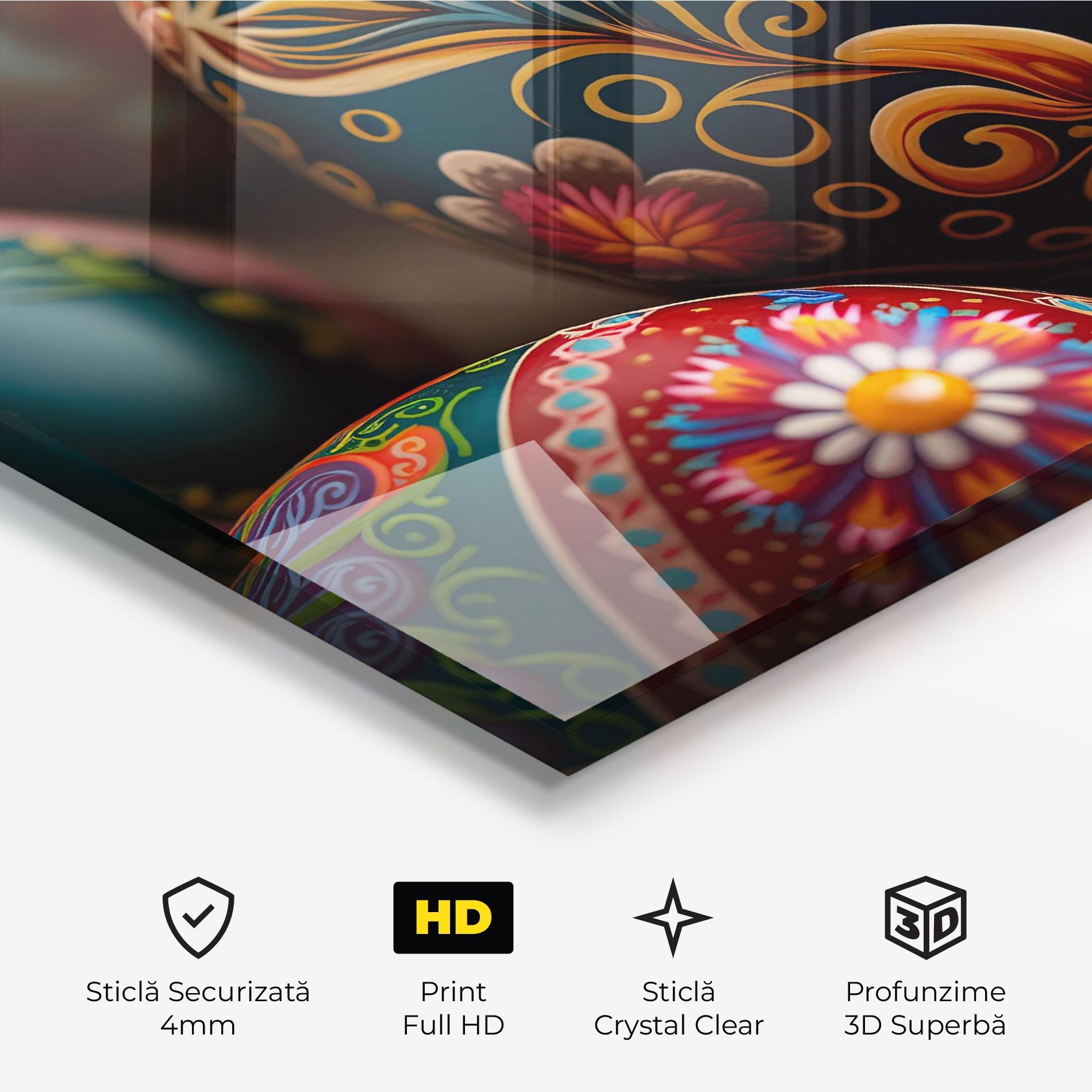 Tablou Sticla Traditional Painted Eggs mockup 3