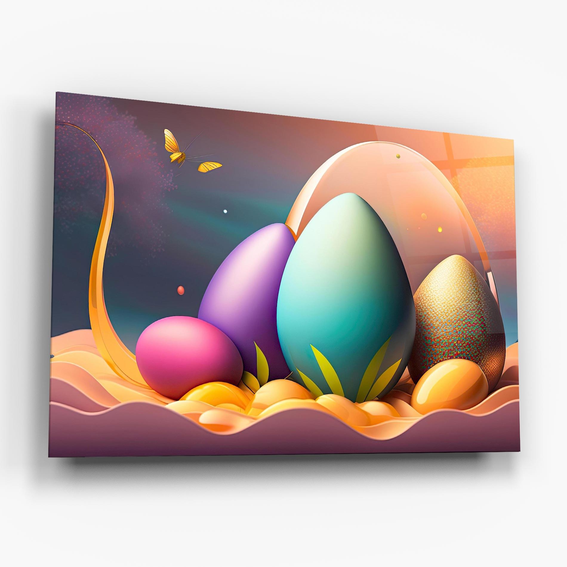 Tablou Sticla Big Blue Easter Egg mockup 6