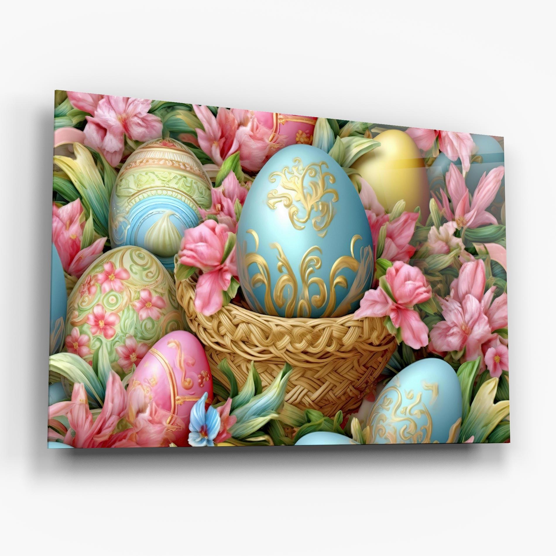 Tablou Sticla Blue Easter Egg mockup 6
