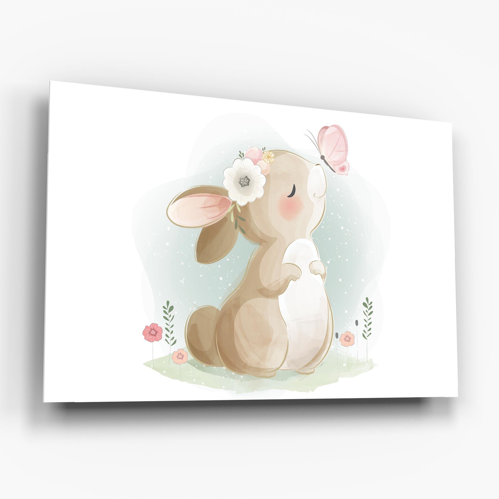 Tablou Sticla Butterfly On Bunny Nose mockup 6