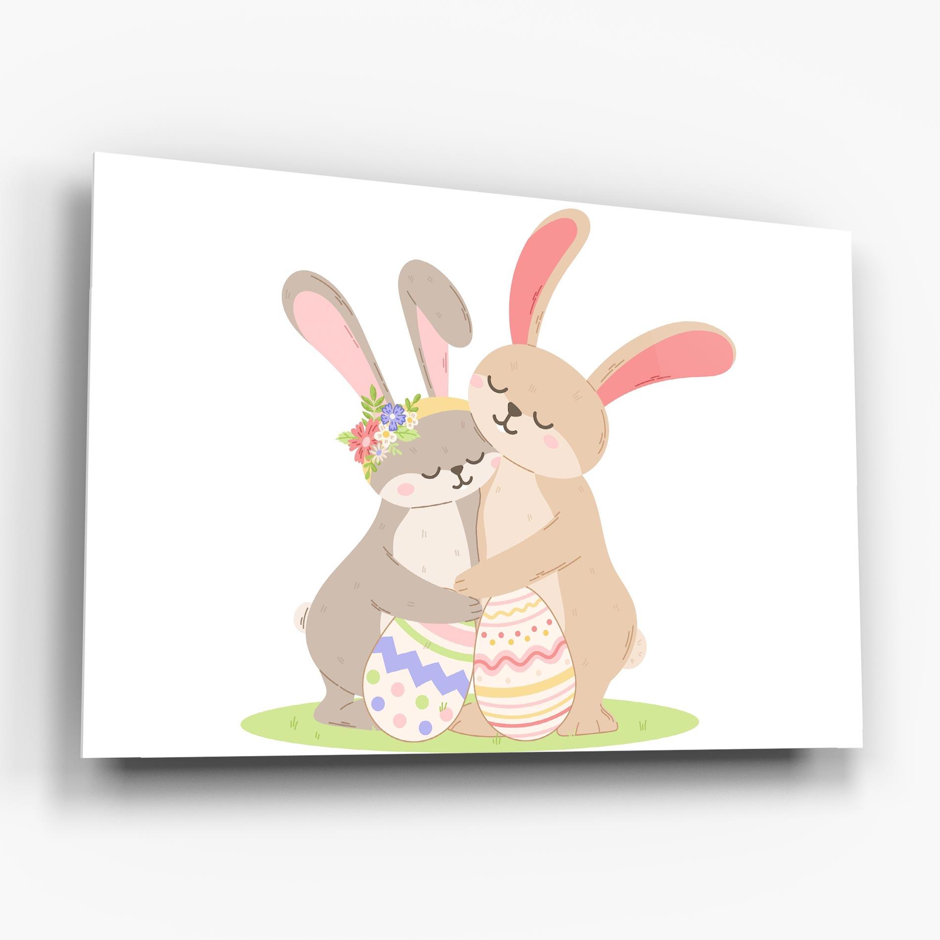 Tablou Sticla Easter Bunny Couple mockup 6