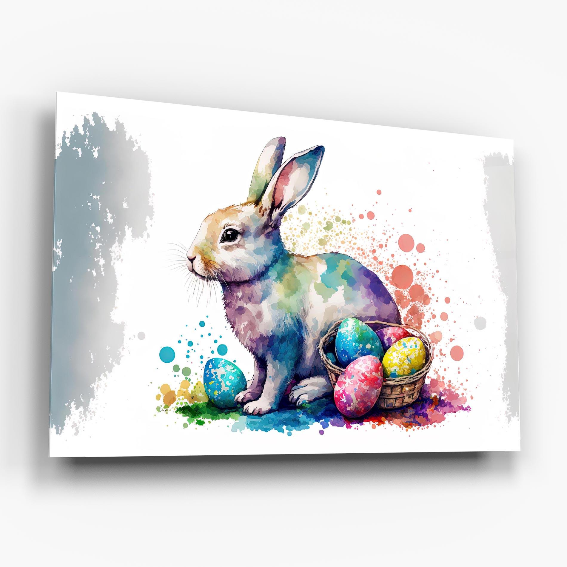 Tablou Sticla Easter Bunny Watercolor mockup 6