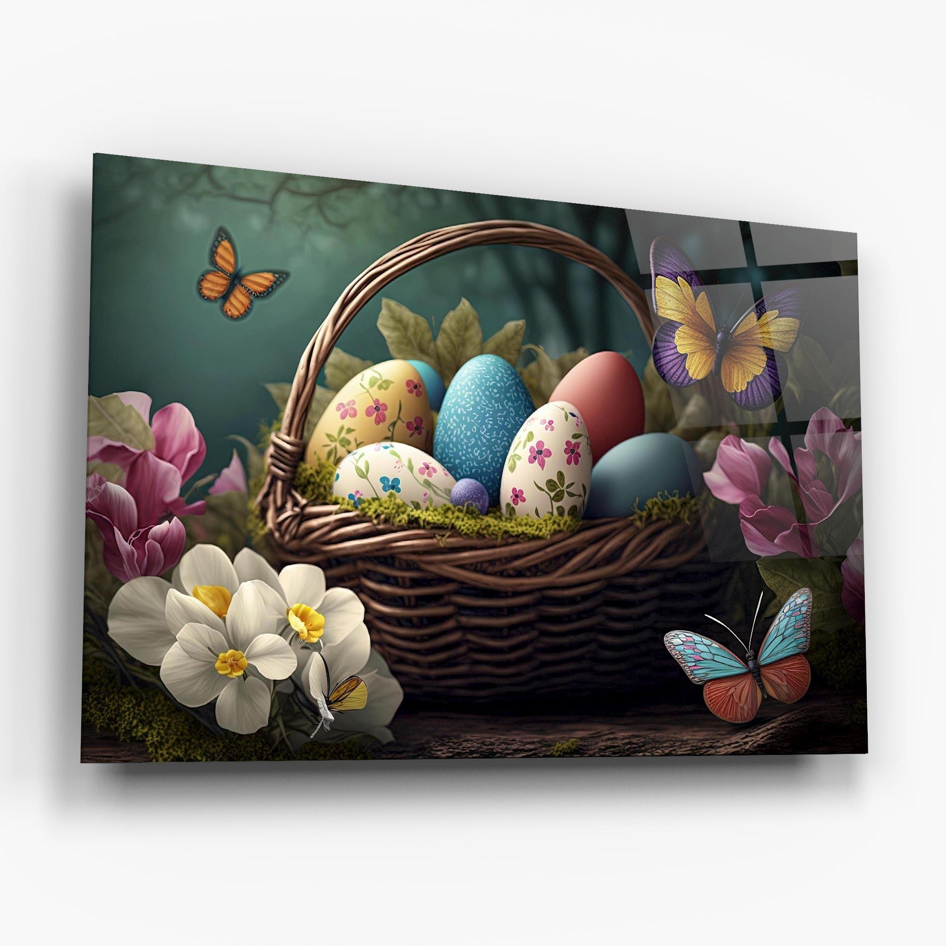 Tablou Sticla Easter Eggs Butterfly mockup 6