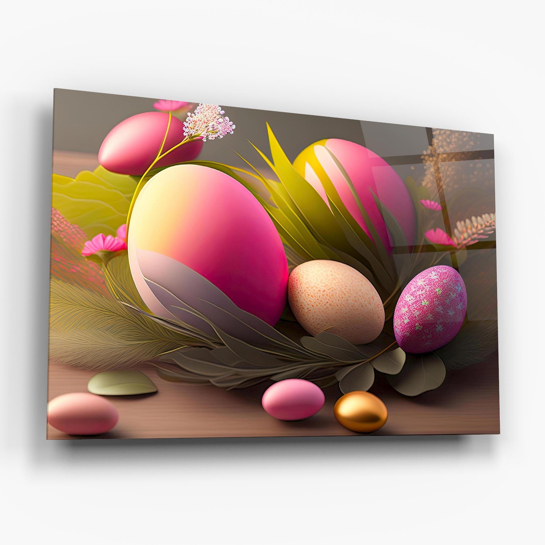Tablou Sticla Pink Easter Eggs mockup 6