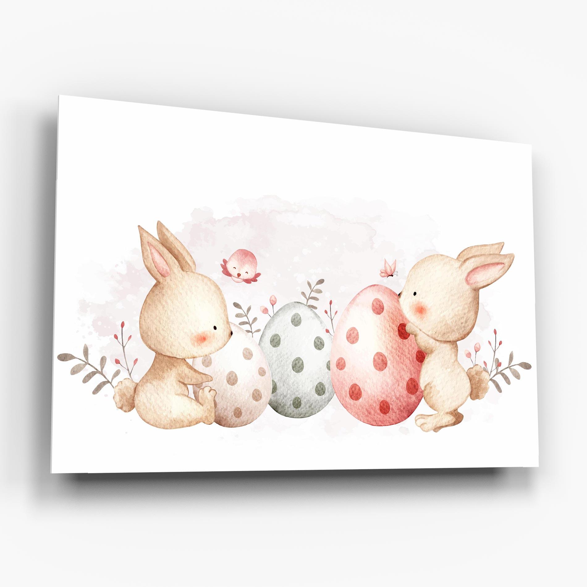 Tablou Sticla Watercolor Bunny mockup 6