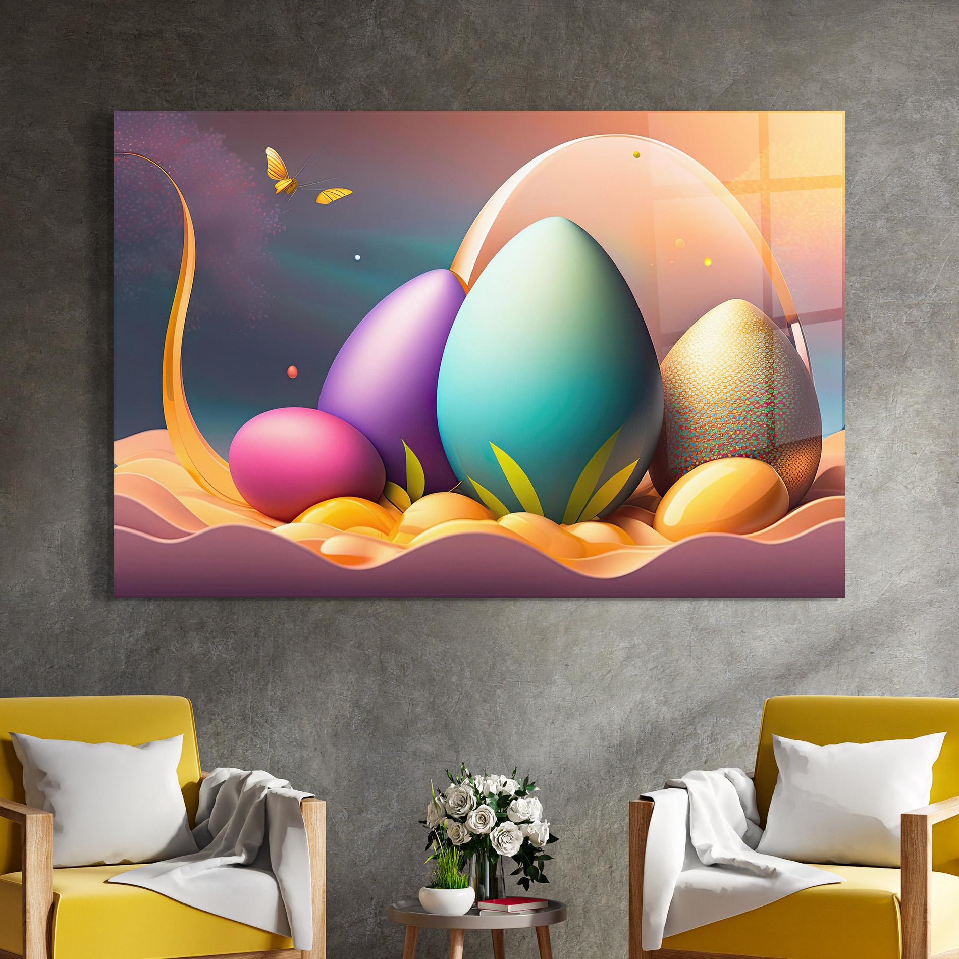 Tablou Sticla Big Blue Easter Egg mockup 4