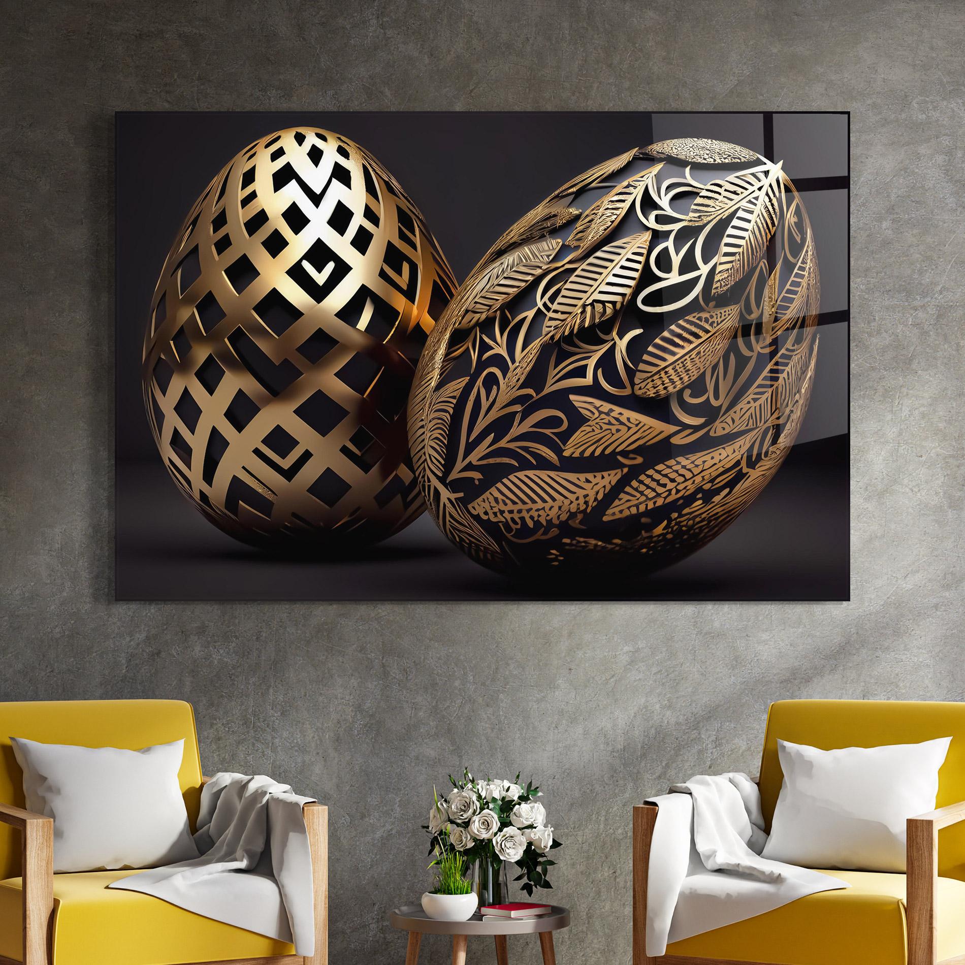 Tablou Sticla Black Golden Eggs mockup 4