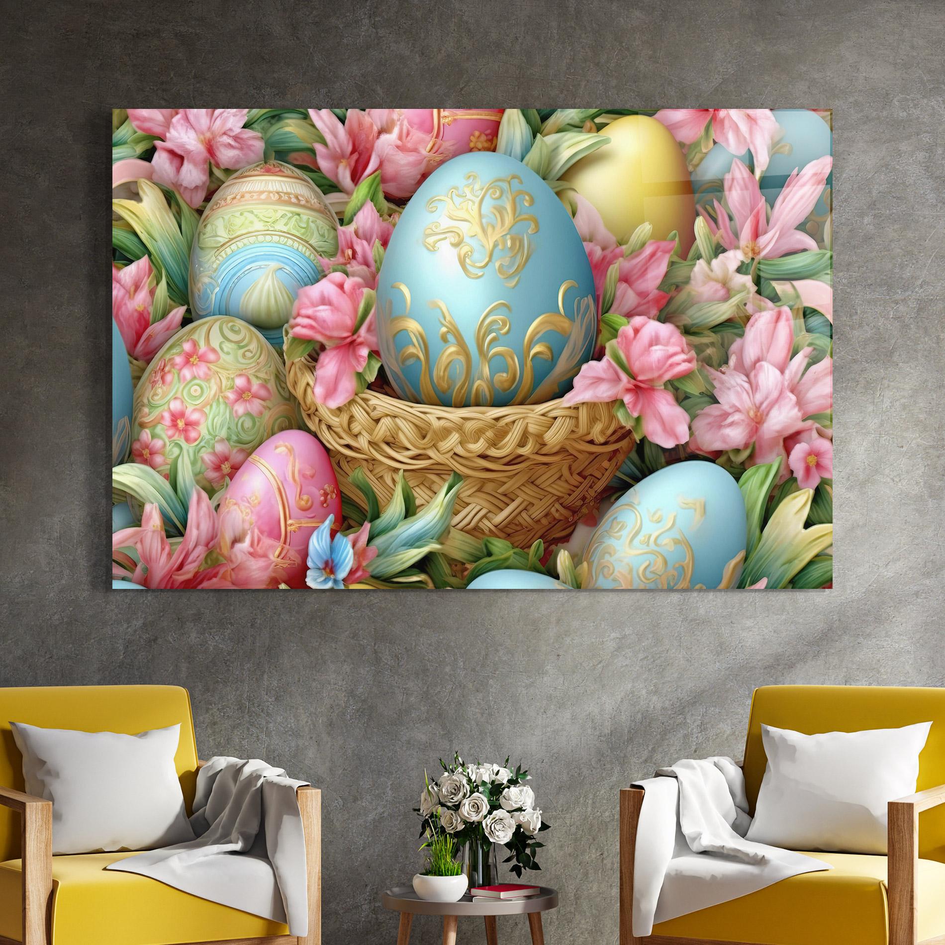 Tablou Sticla Blue Easter Egg mockup 4