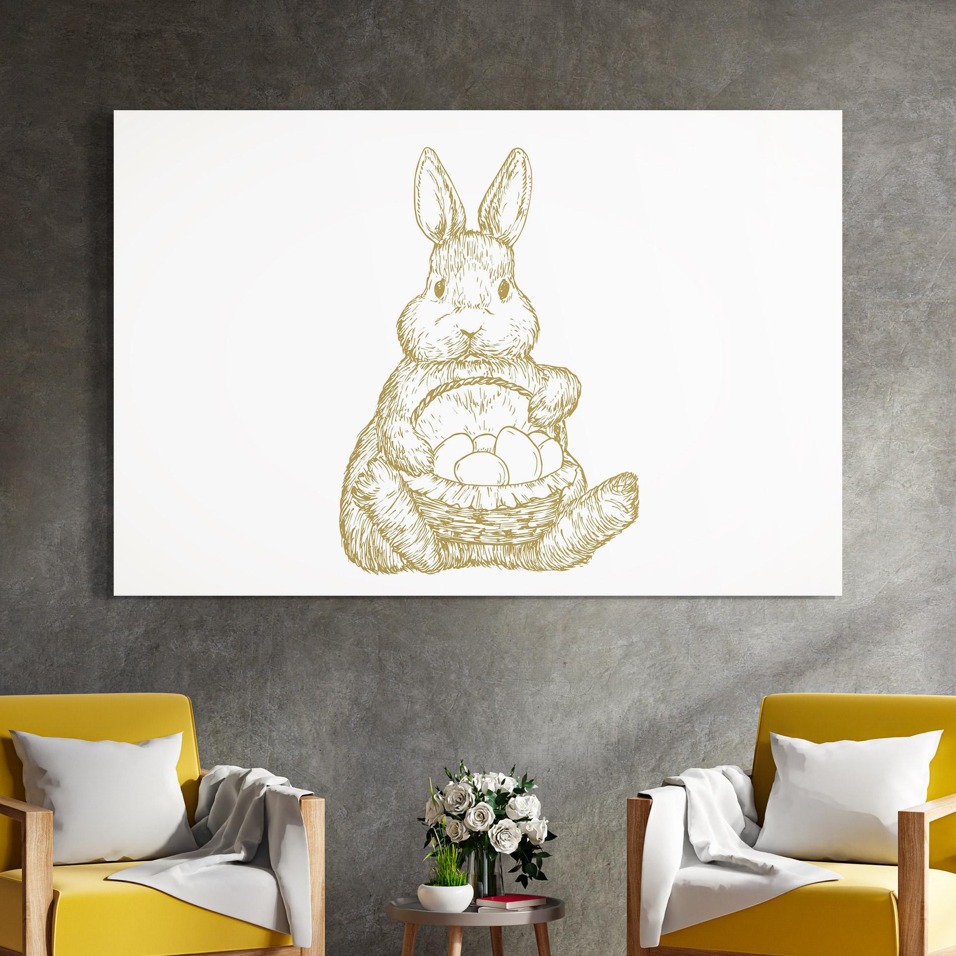 Tablou Sticla Bunny With Basket mockup 4