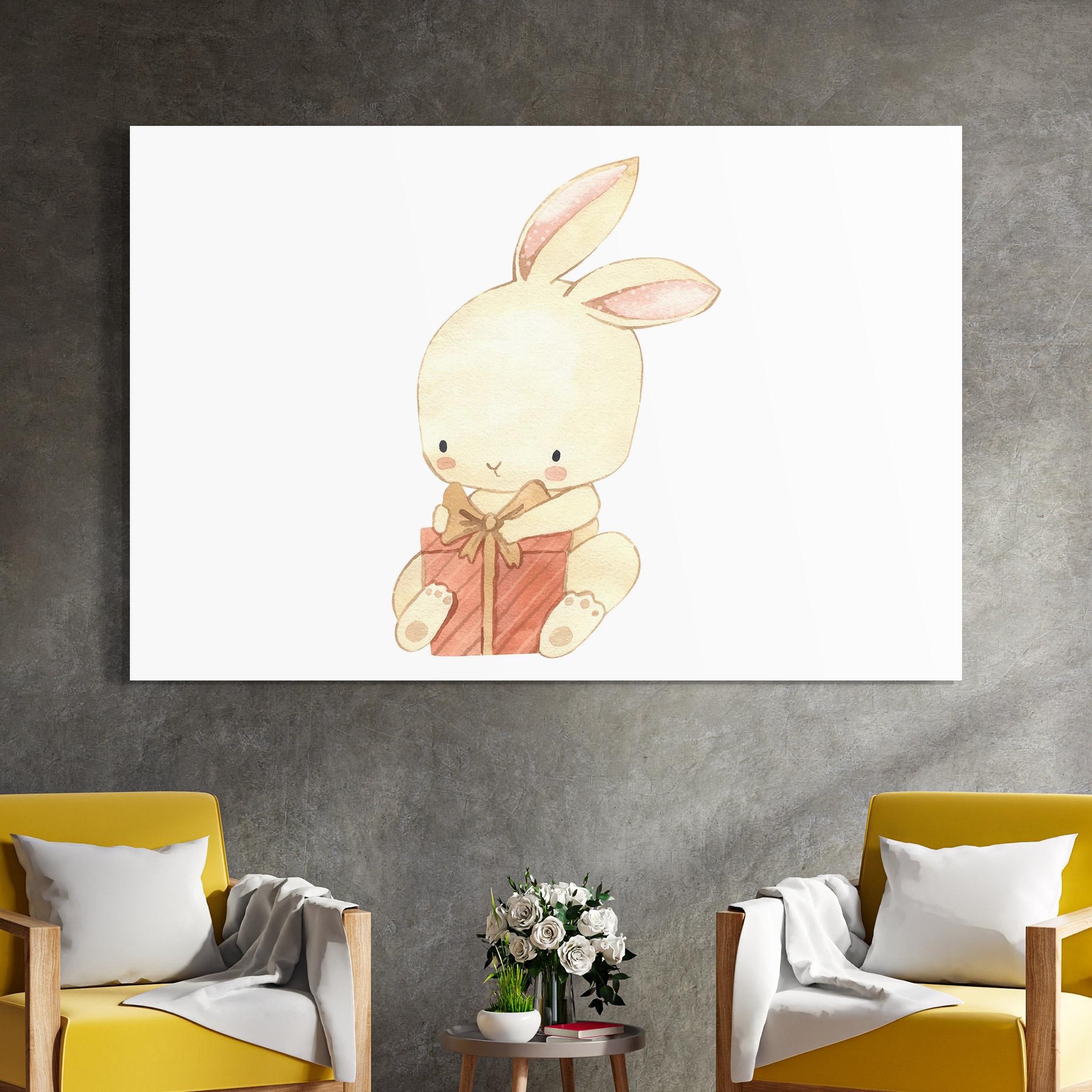Tablou Sticla Bunny With Gift mockup 4