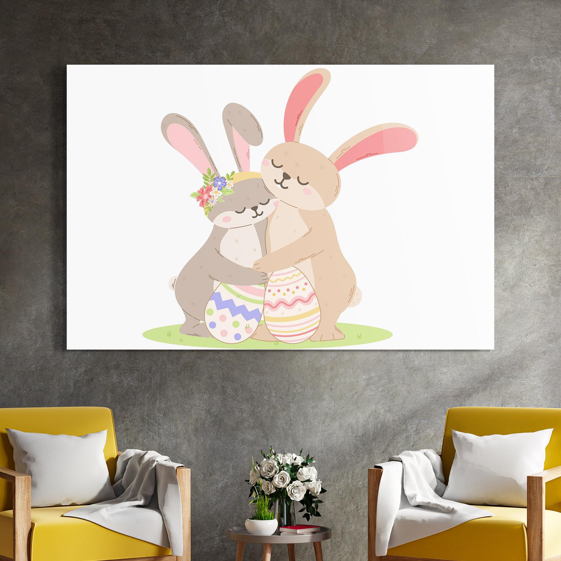 Tablou Sticla Easter Bunny Couple mockup 4