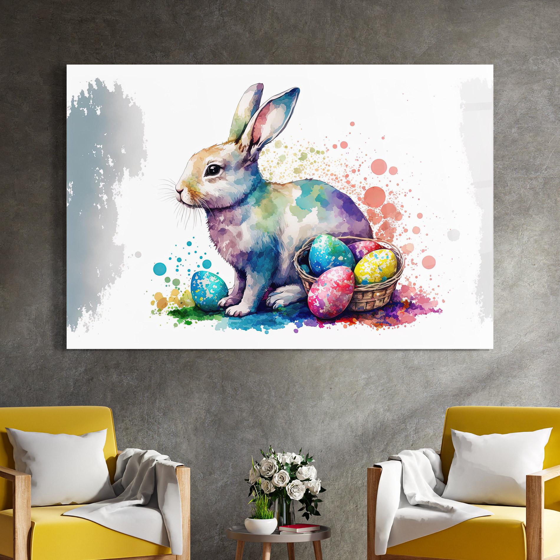 Tablou Sticla Easter Bunny Watercolor mockup 4