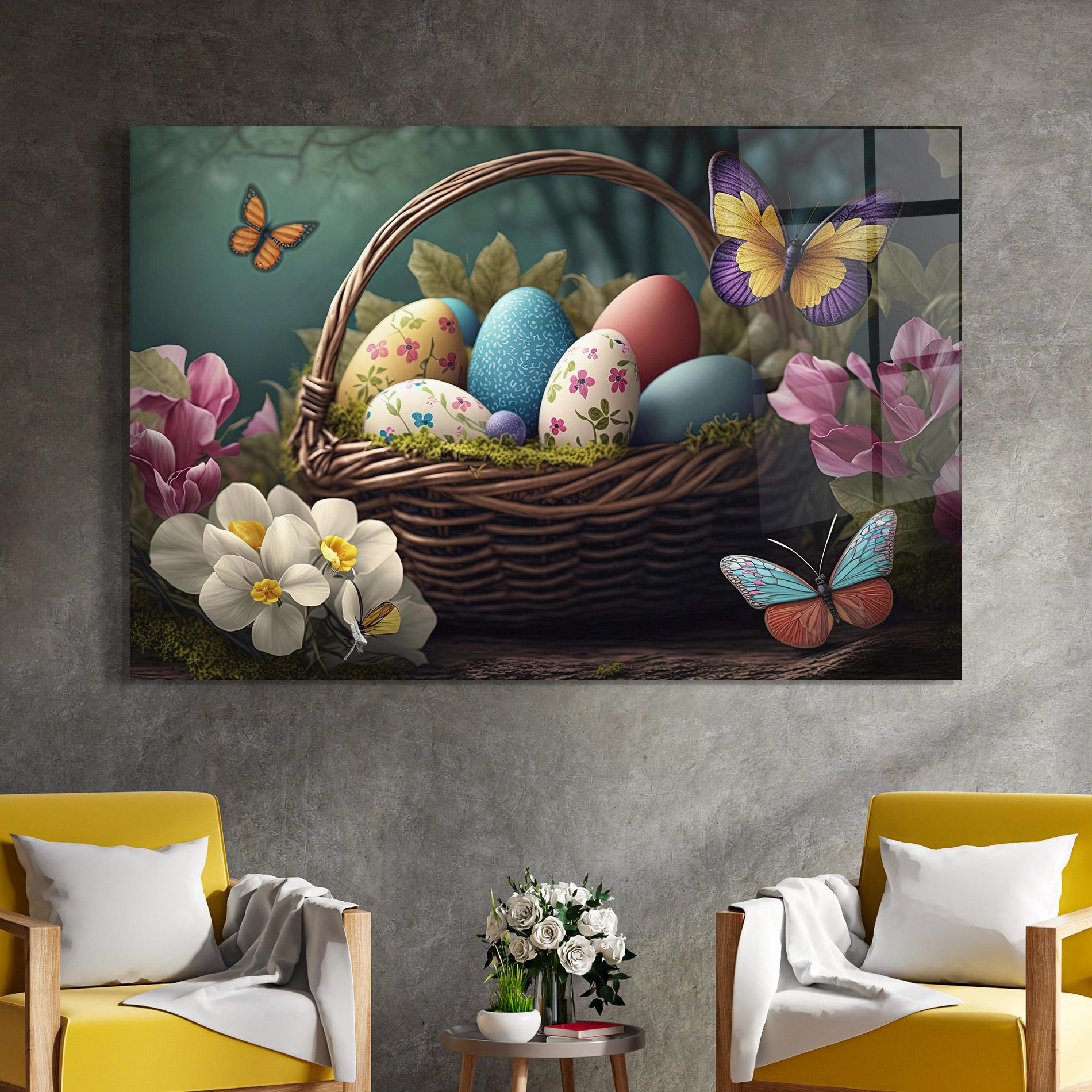 Tablou Sticla Easter Eggs Butterfly mockup 4