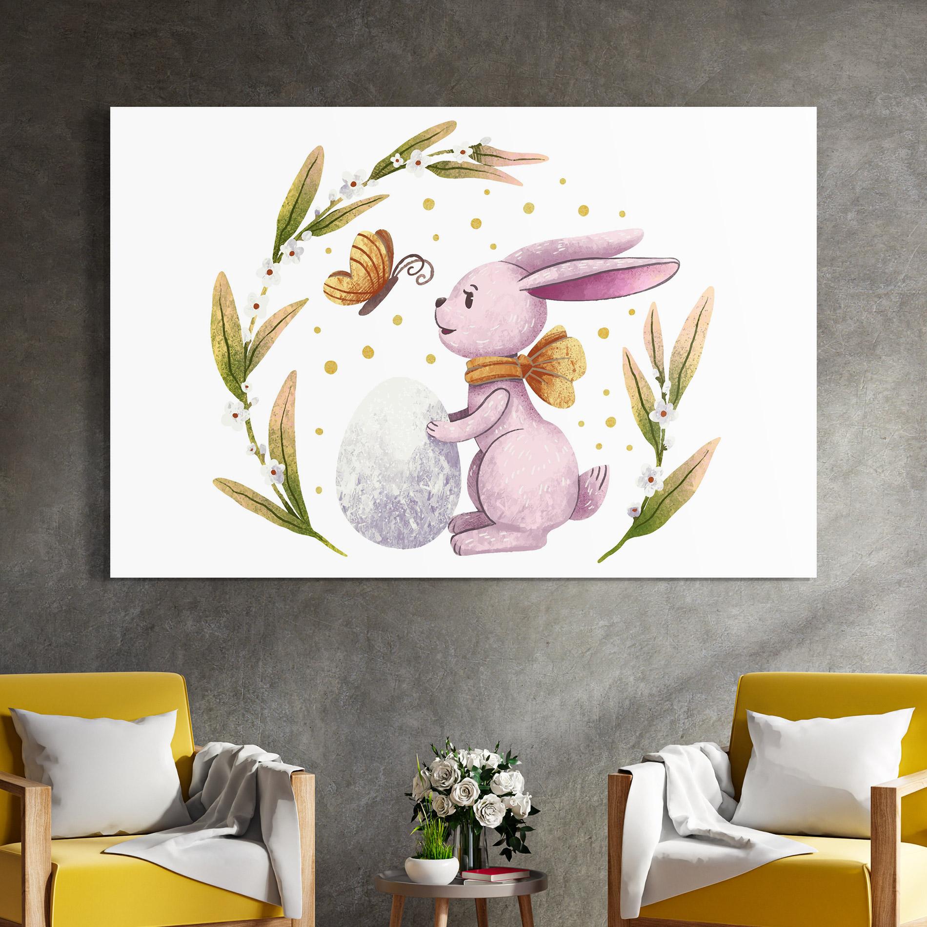 Tablou Sticla Easter Pink Bunny mockup 4