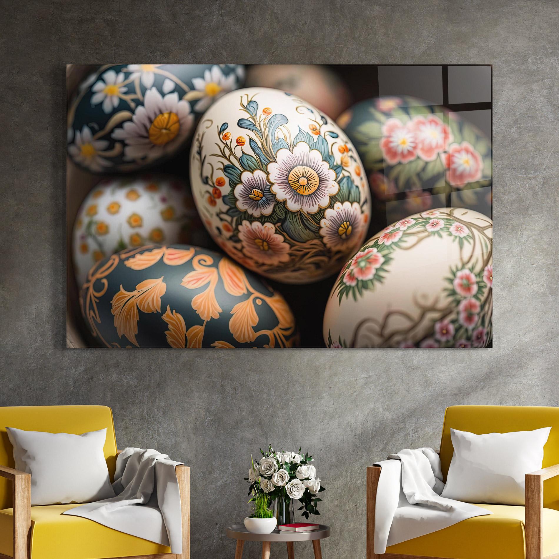 Tablou Sticla Floral Painted Eggs mockup 4