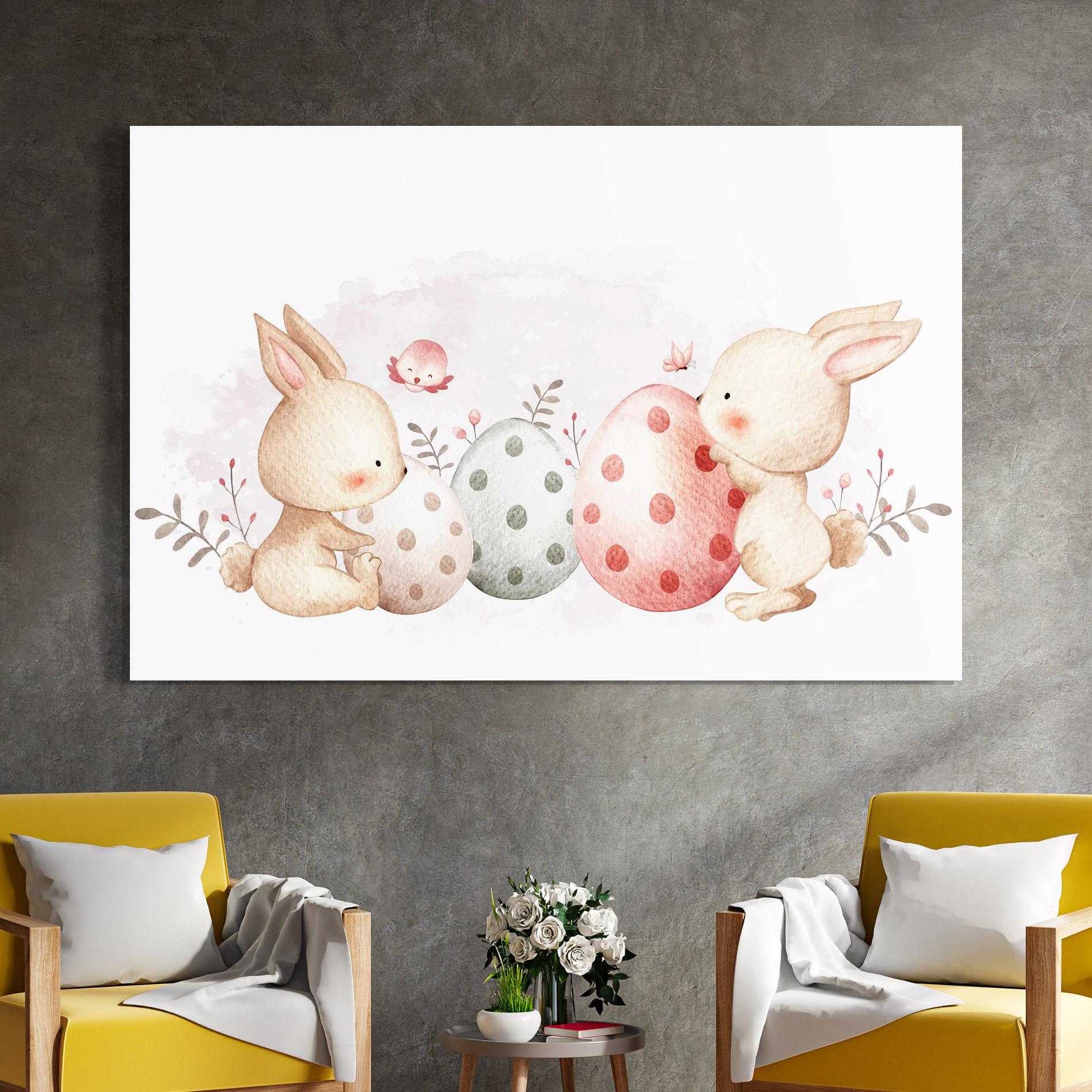 Tablou Sticla Watercolor Bunny mockup 4