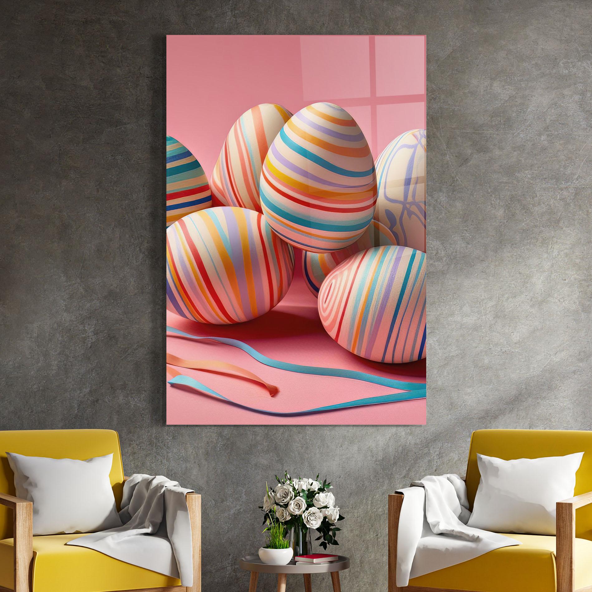 Tablou Sticla Easter Eggs Ribbons mockup 4