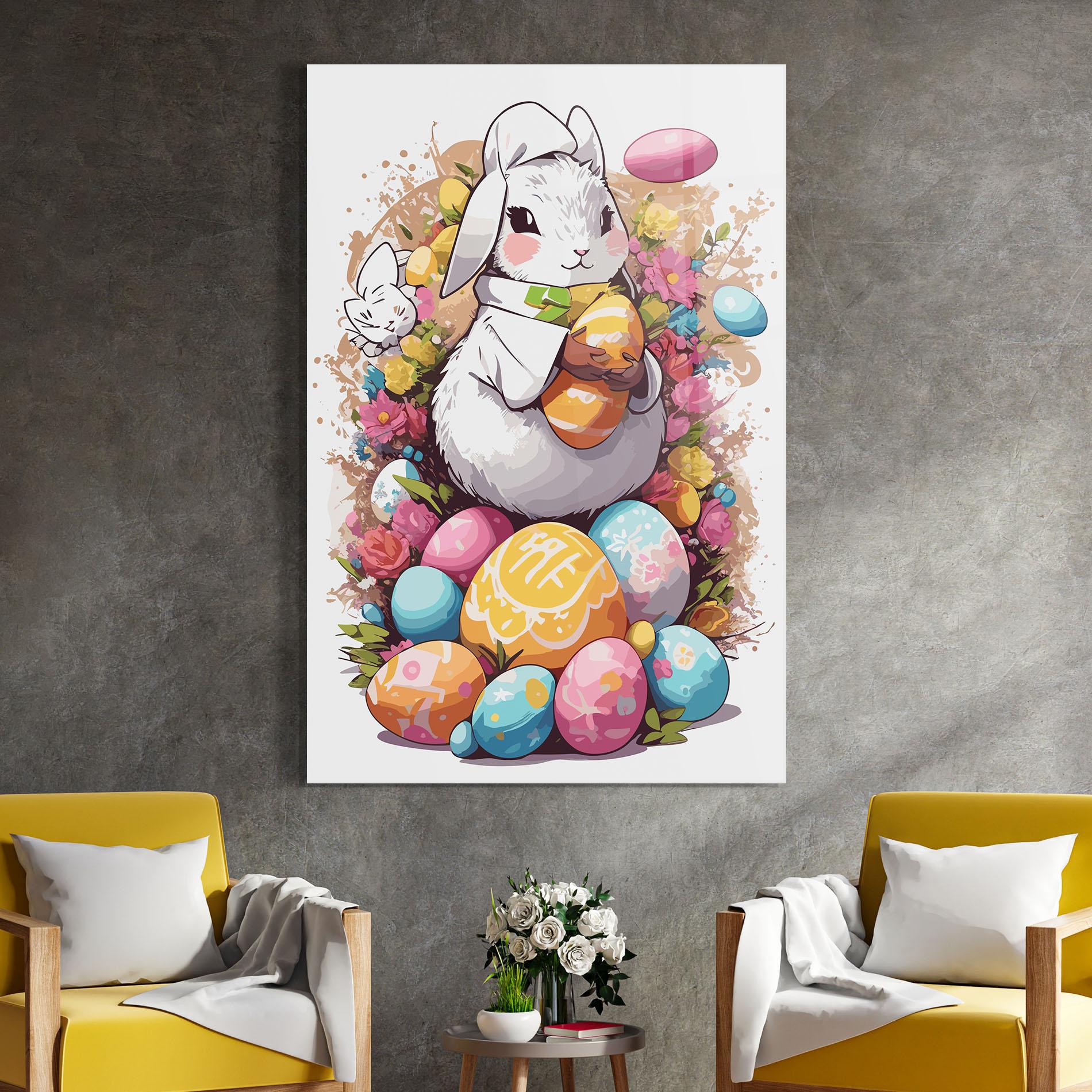 Tablou Sticla White Easter Bunny mockup 4