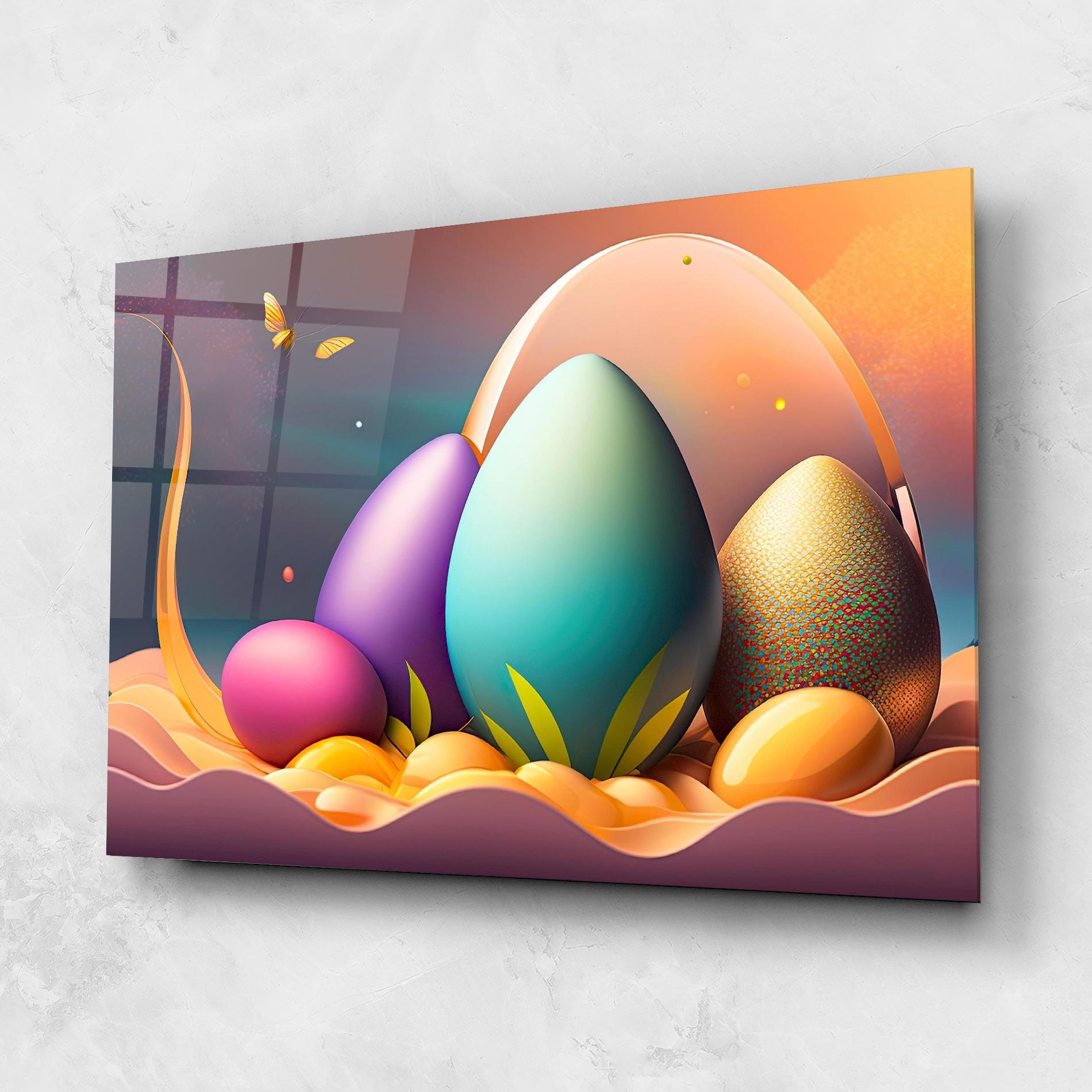 Tablou Sticla Big Blue Easter Egg mockup 1