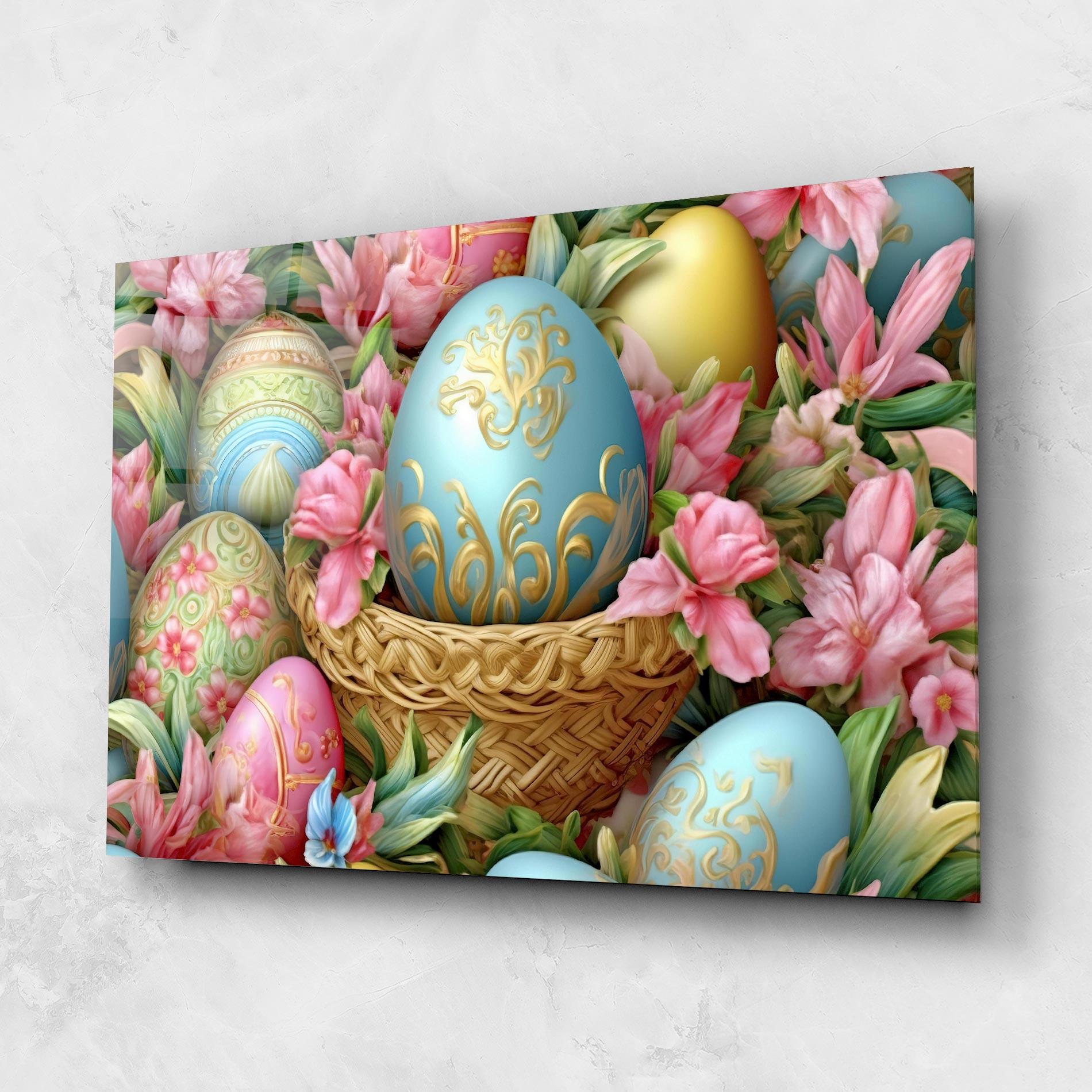 Tablou Sticla Blue Easter Egg mockup 1