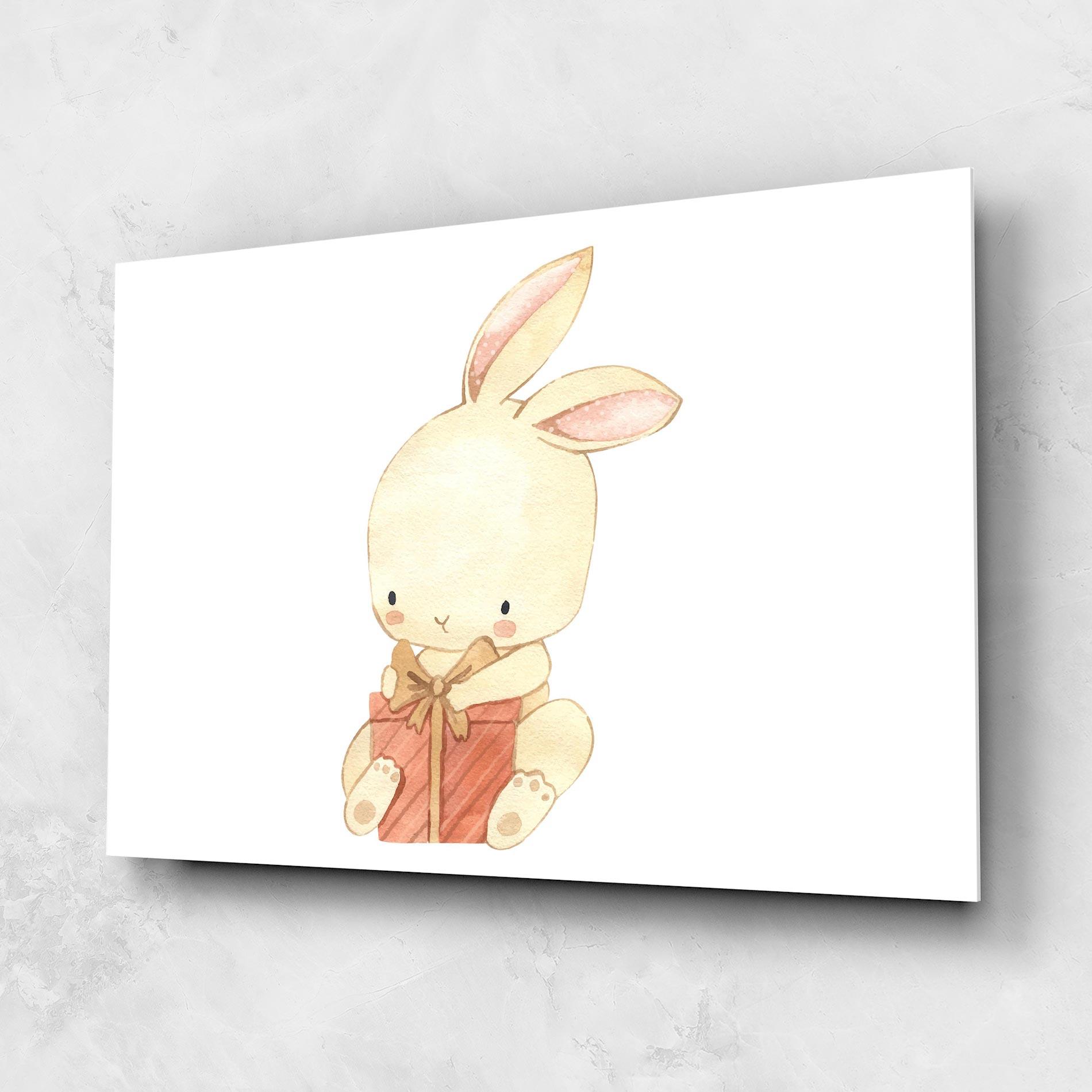 Tablou Sticla Bunny With Gift mockup 1