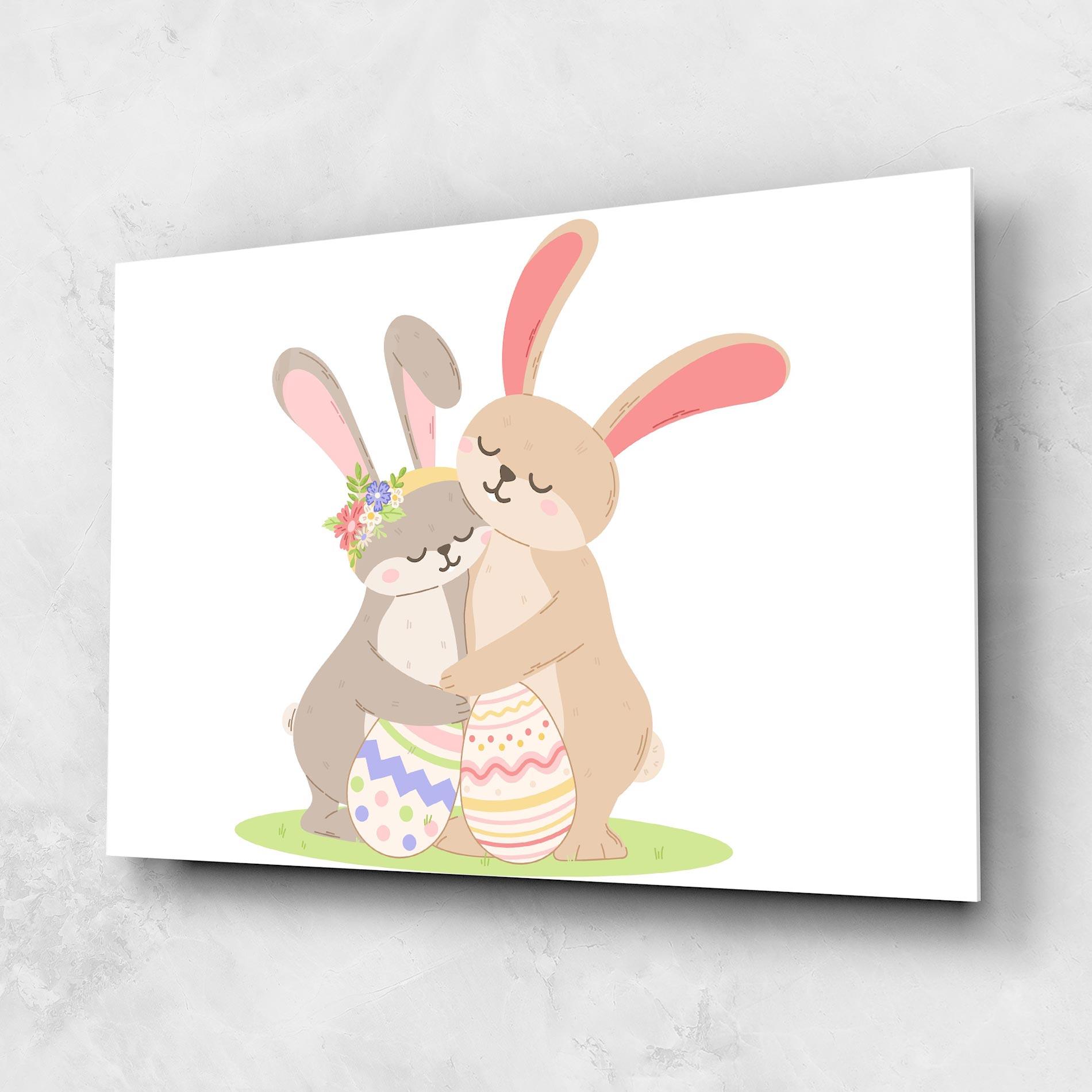 Tablou Sticla Easter Bunny Couple mockup 1