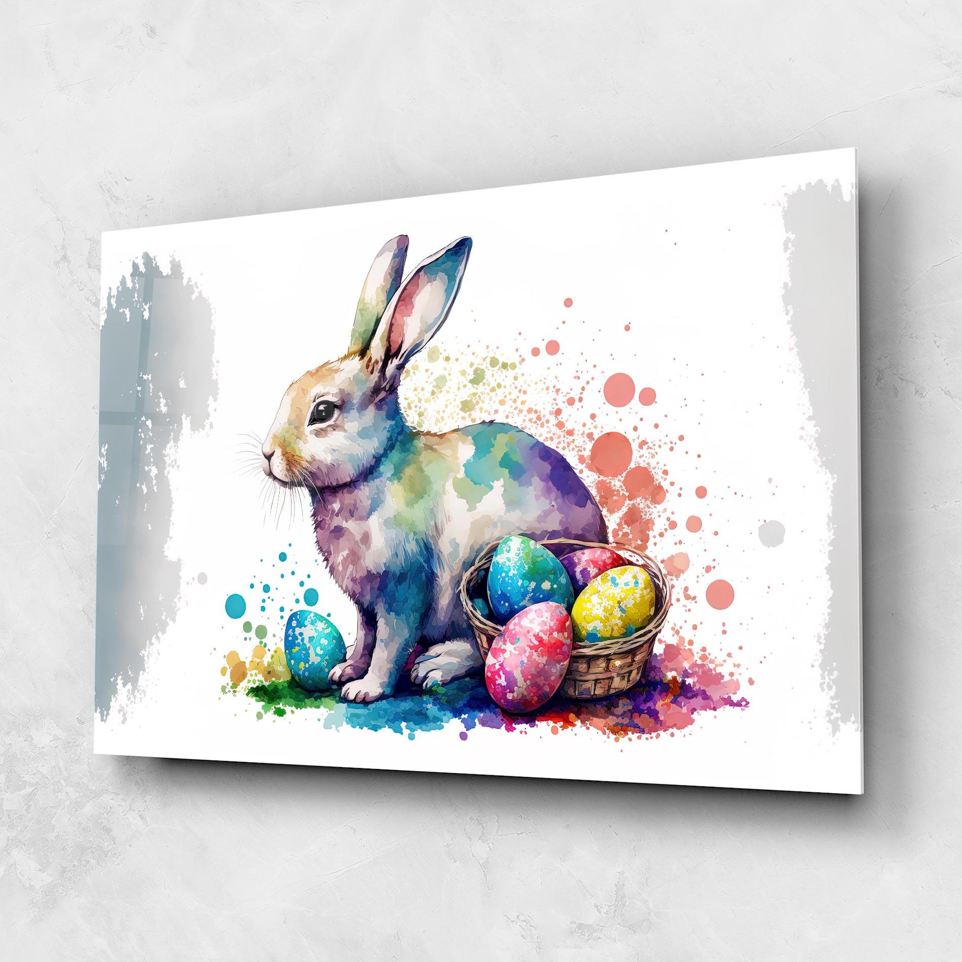 Tablou Sticla Easter Bunny Watercolor mockup 1