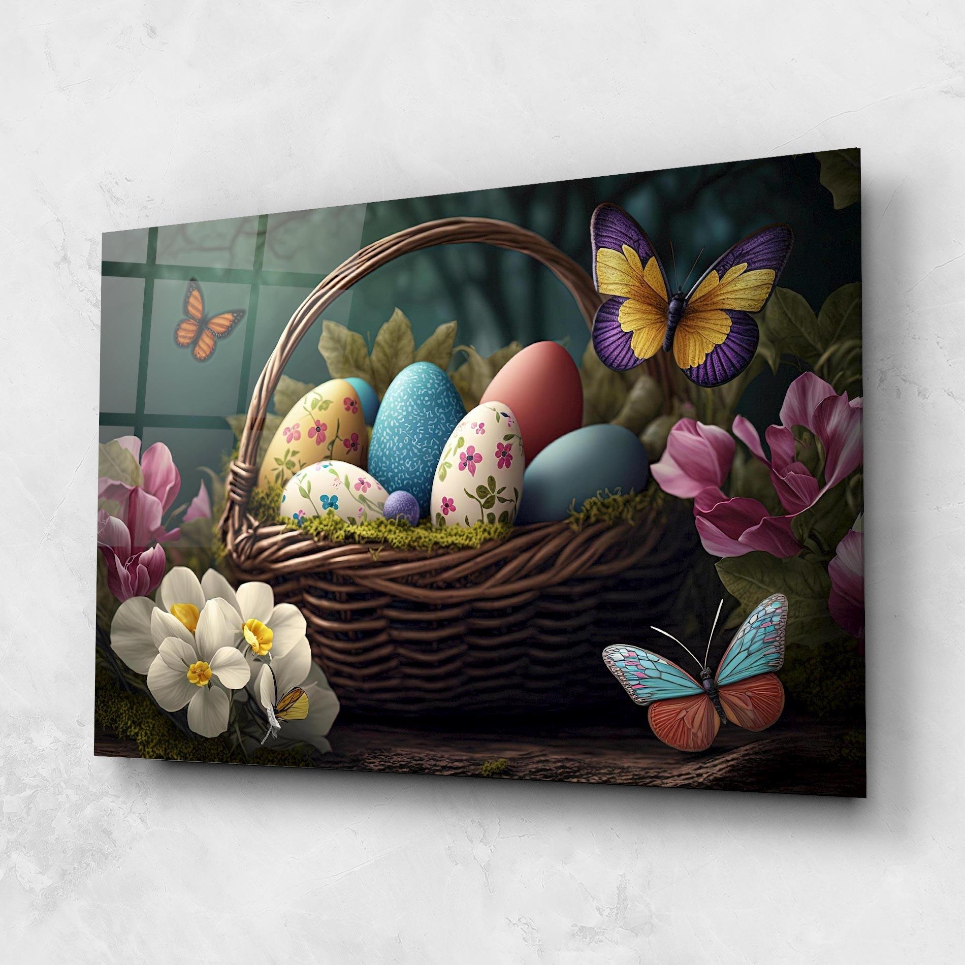 Tablou Sticla Easter Eggs Butterfly mockup 1