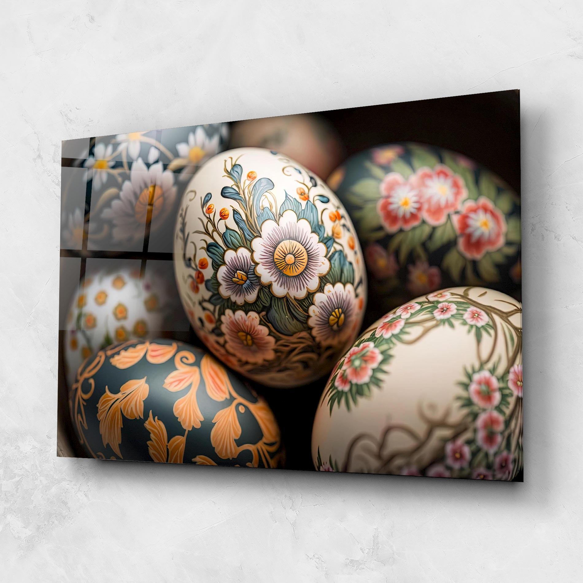 Tablou Sticla Floral Painted Eggs mockup 1