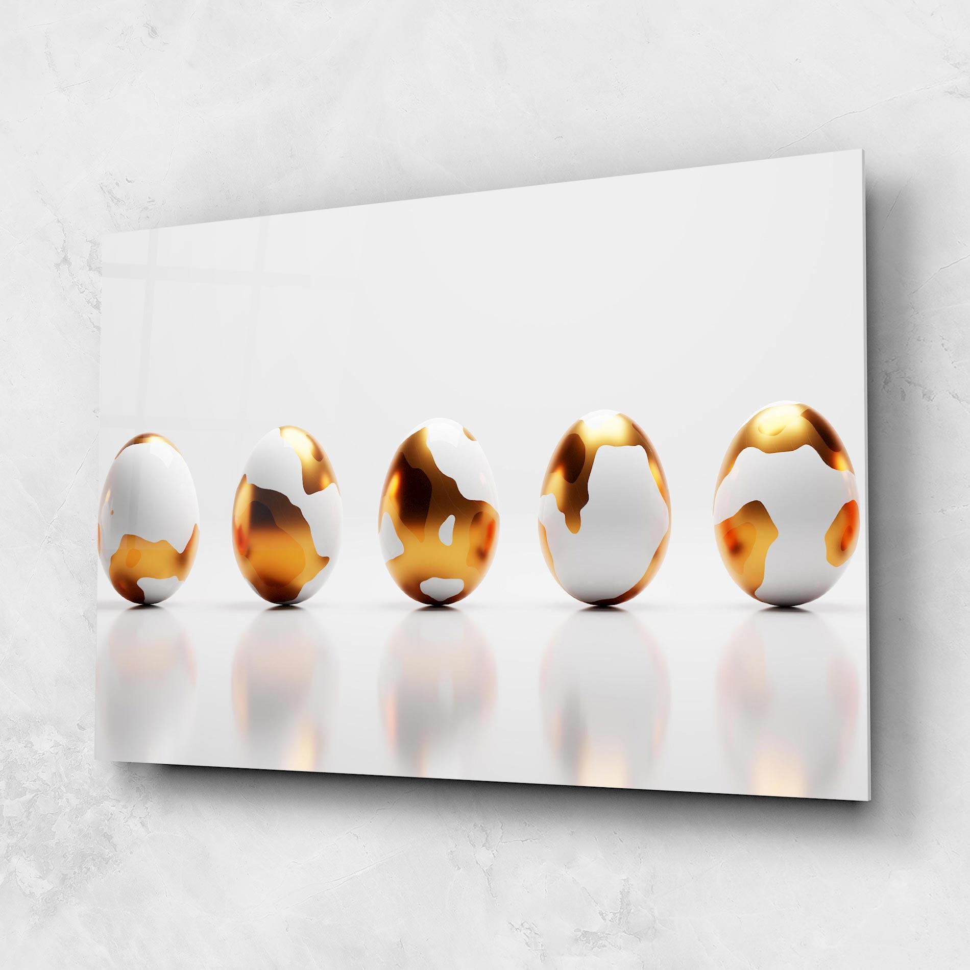 Tablou Sticla Golden Shiny Eggs mockup 1